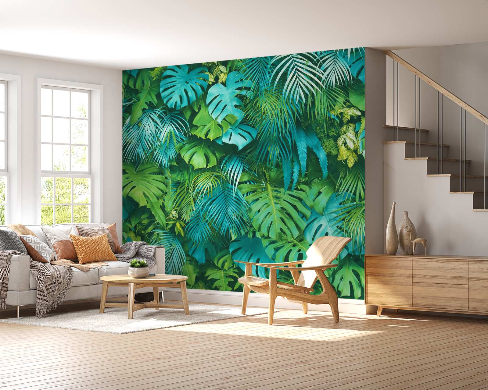 Fotobehang een heerlijke caleidoscoop van tropisch groen gebladerte