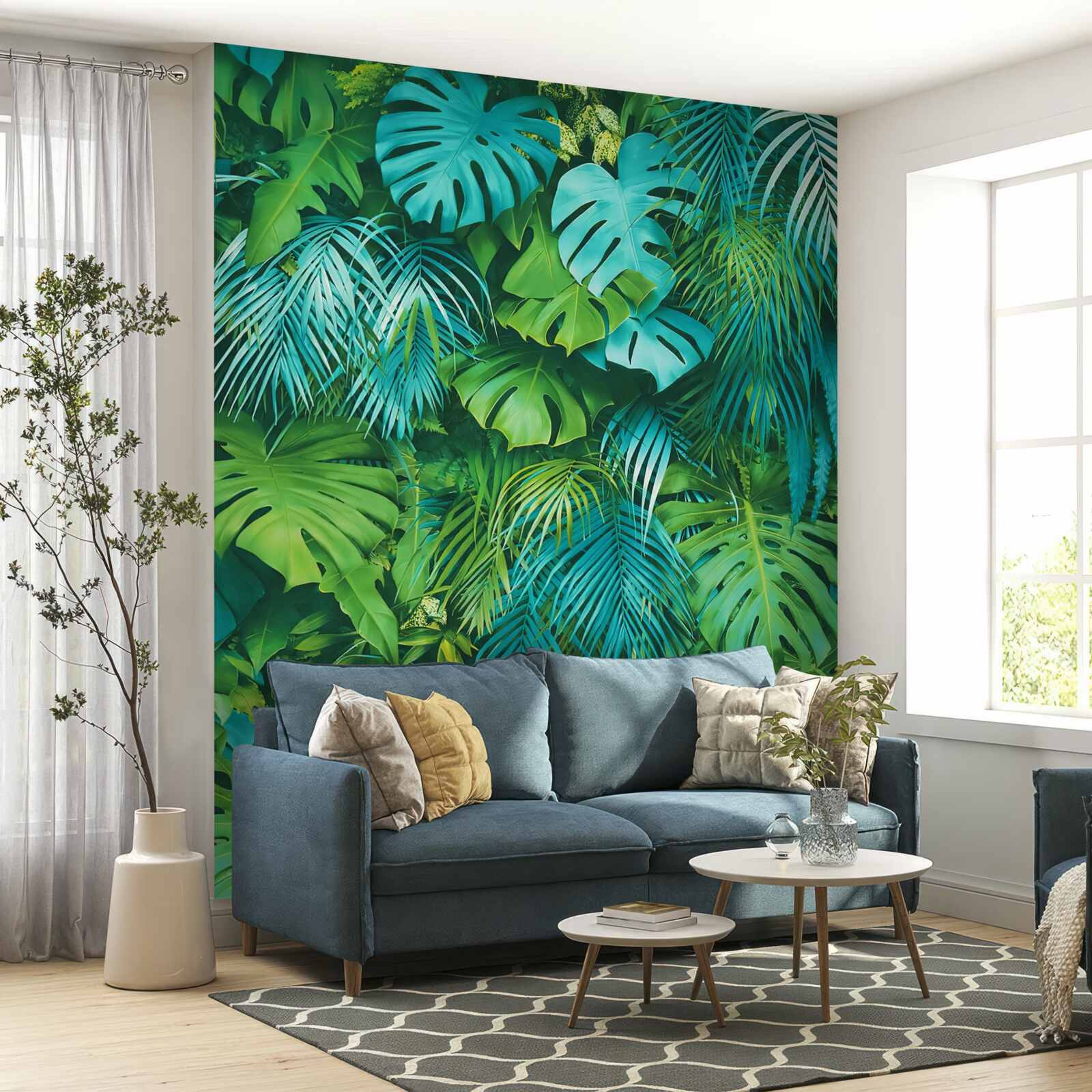 Fotobehang een heerlijke caleidoscoop van tropisch groen gebladerte