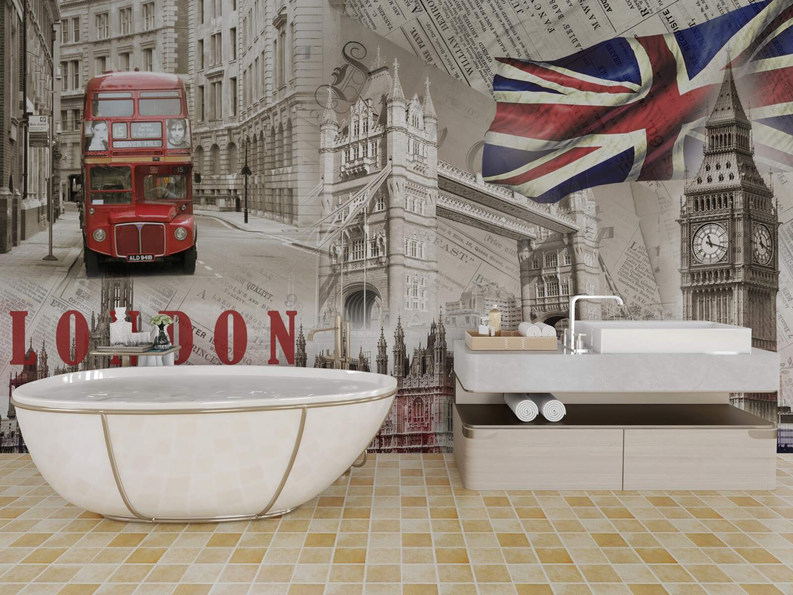 Fotobehang belangrijkste symbolen van Londen