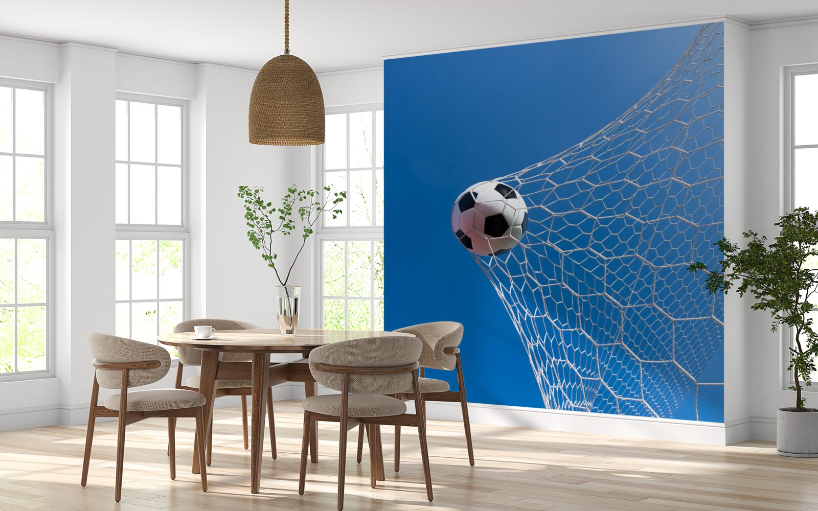 Fotobehang de bal belandde in het doel