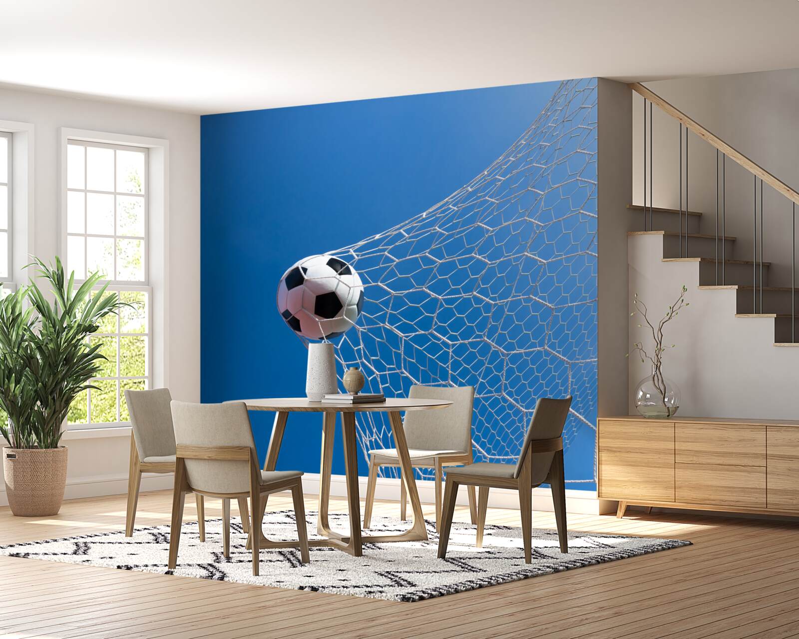 Fotobehang de bal belandde in het doel