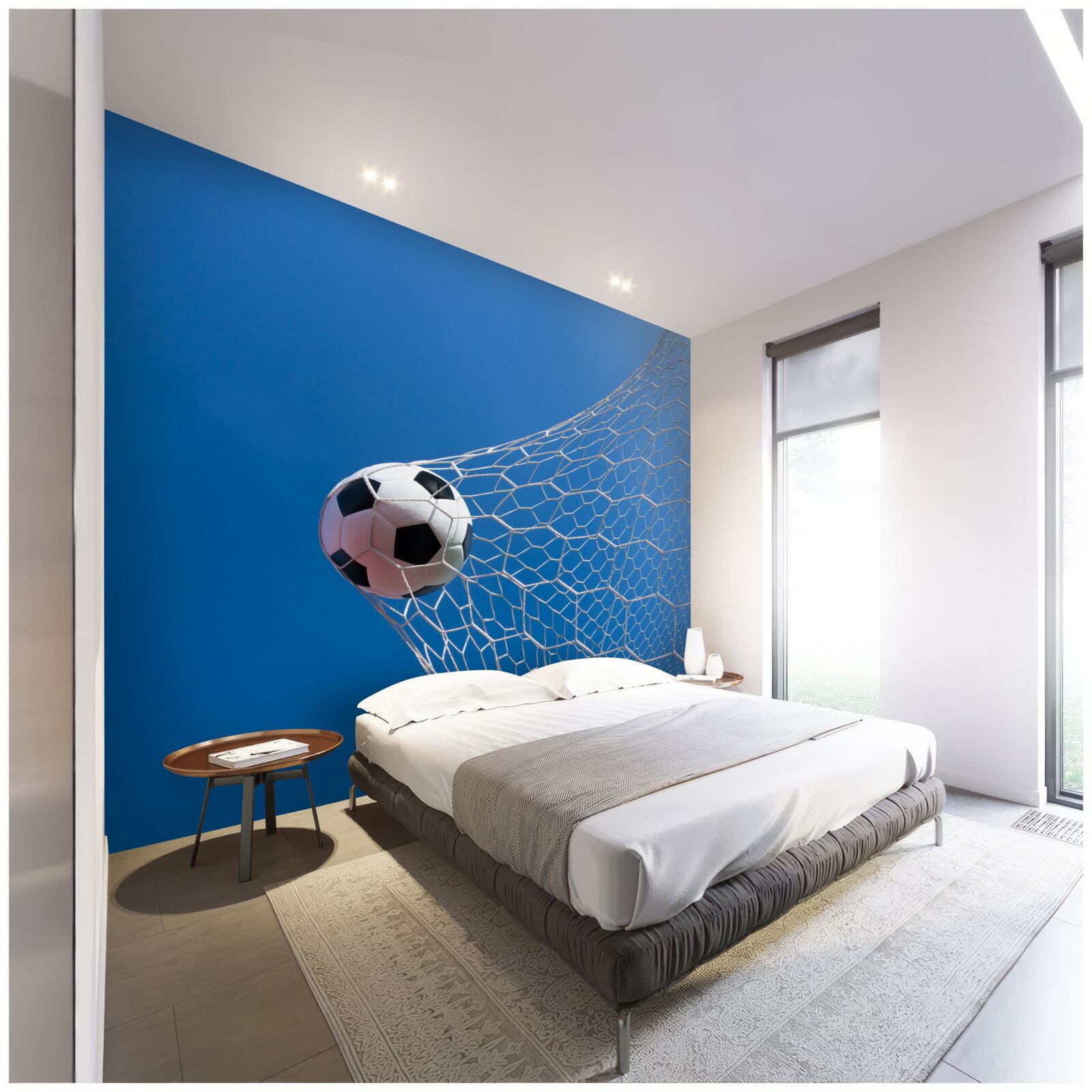 Fotobehang de bal belandde in het doel