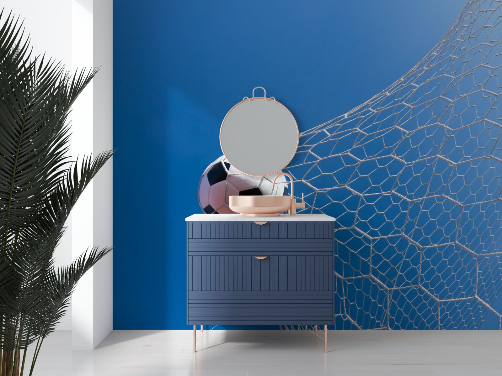 Fotobehang de bal belandde in het doel