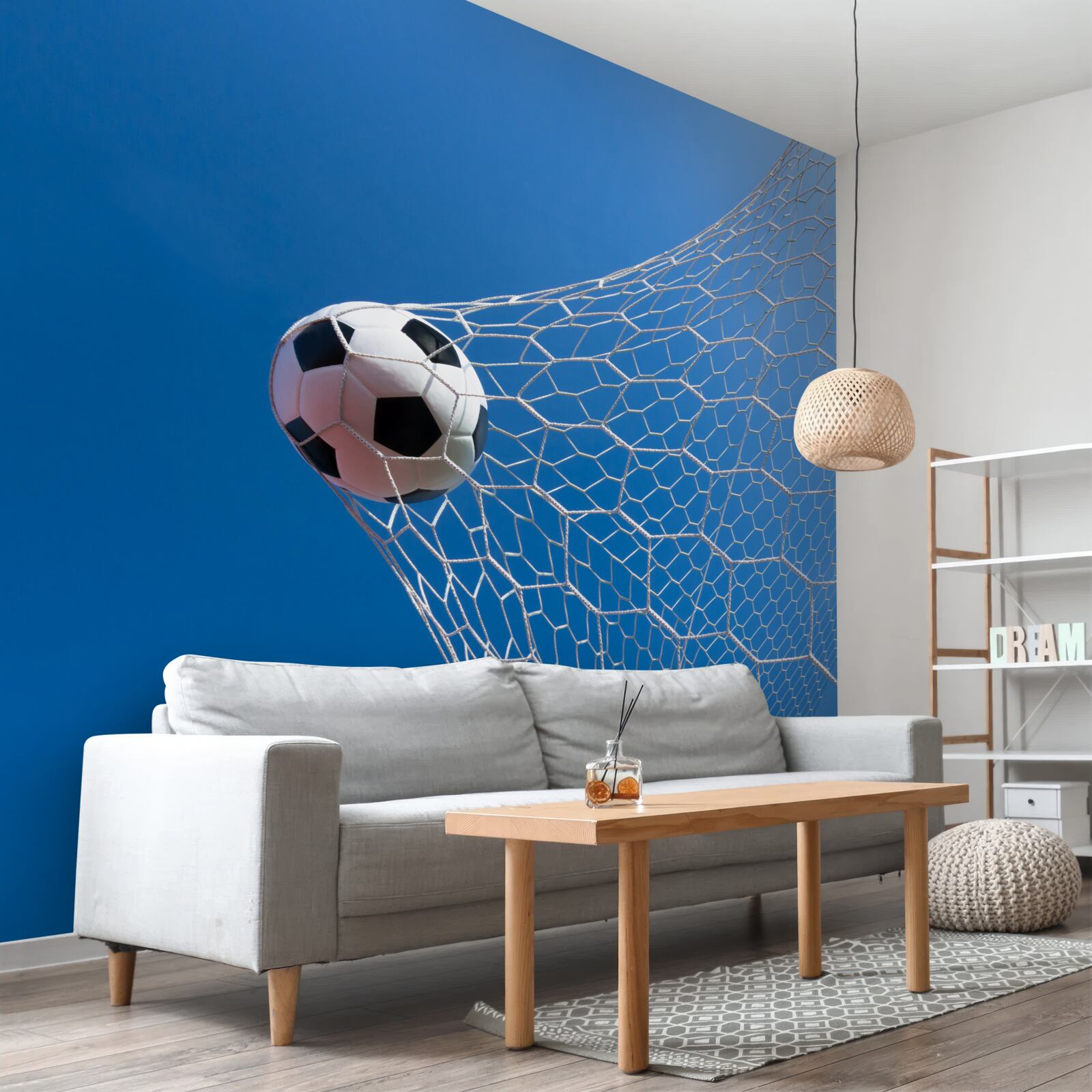 Fotobehang de bal belandde in het doel