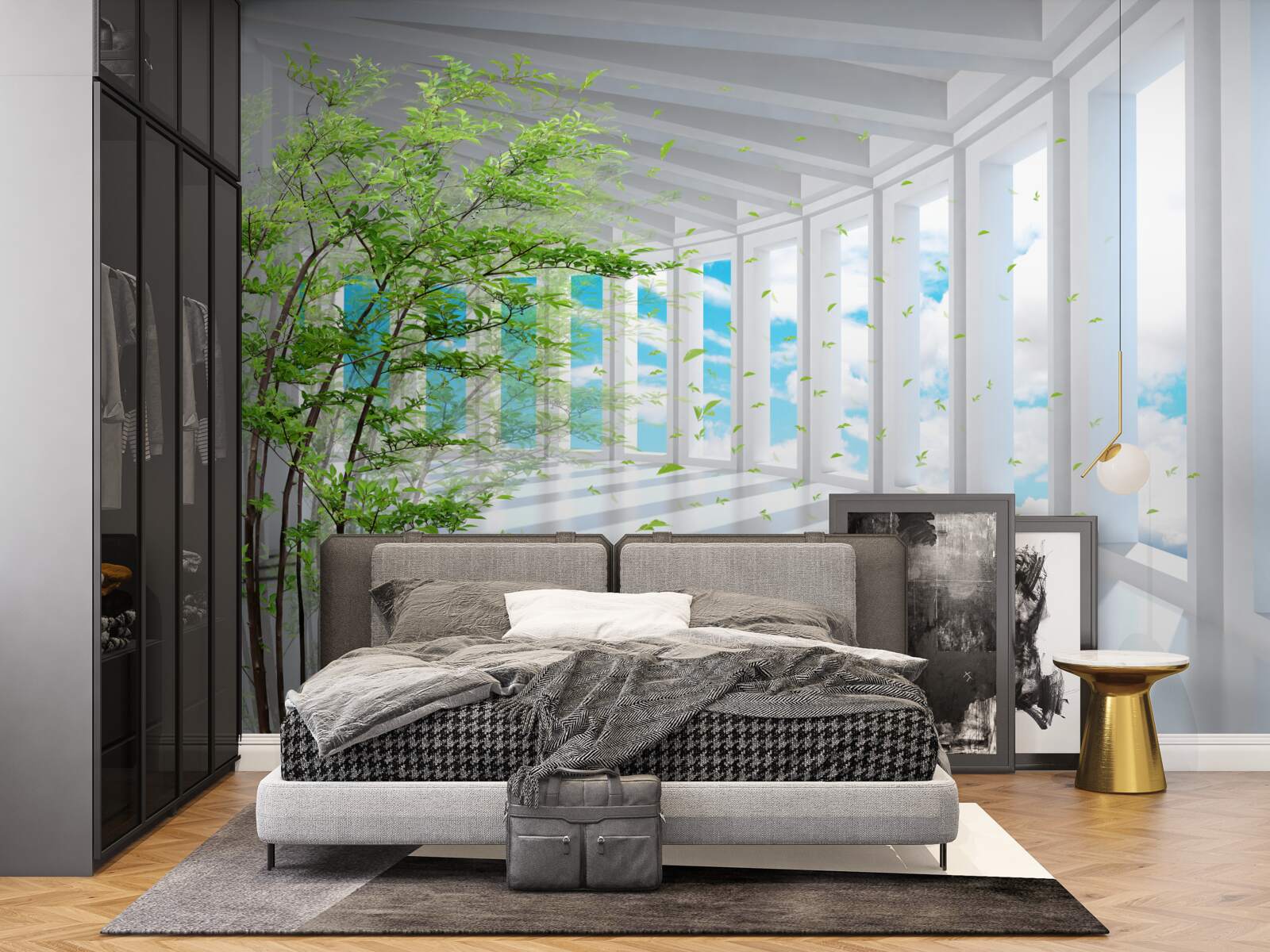 Fotobehang adembenemend terras verlicht door de zon