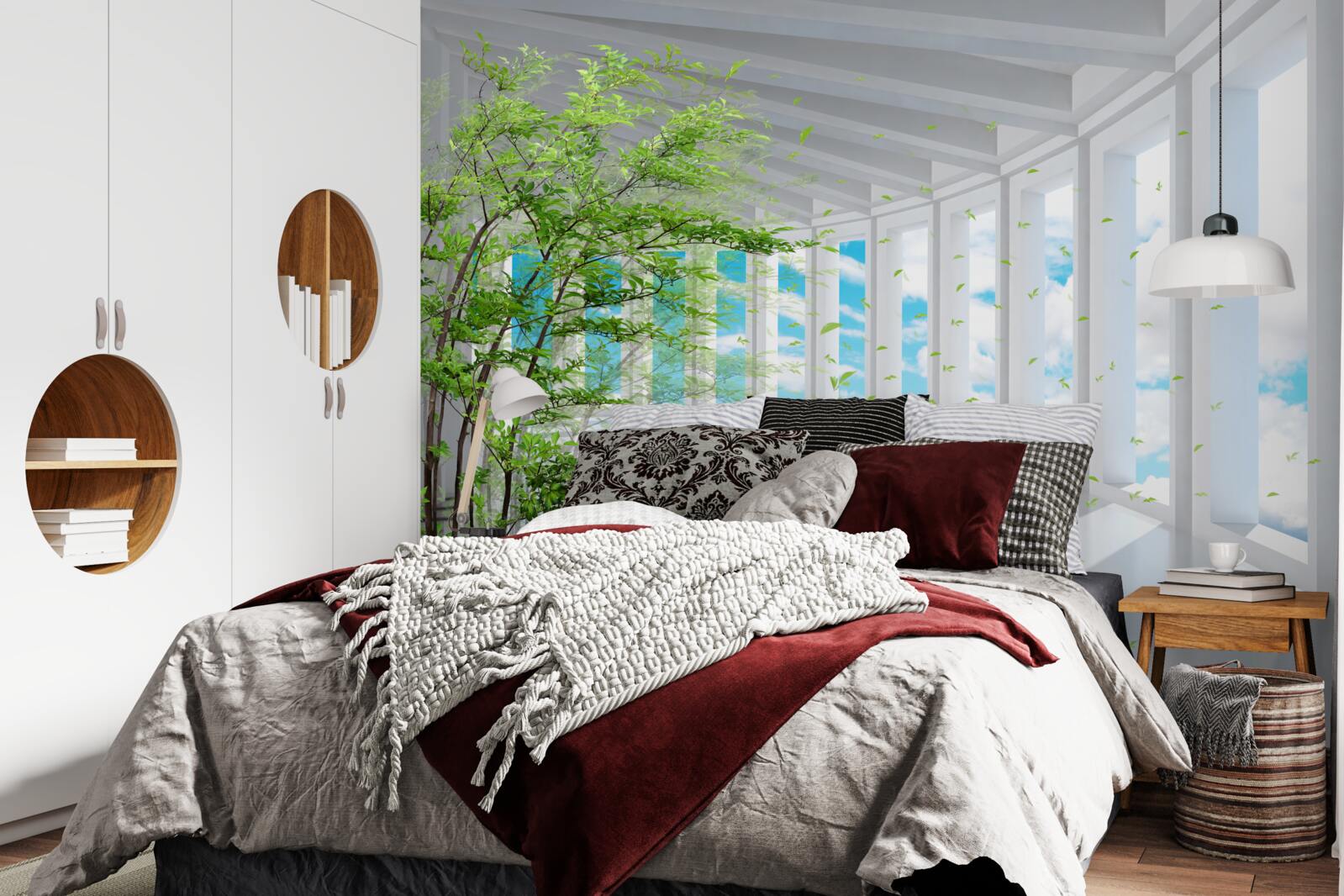 Fotobehang adembenemend terras verlicht door de zon