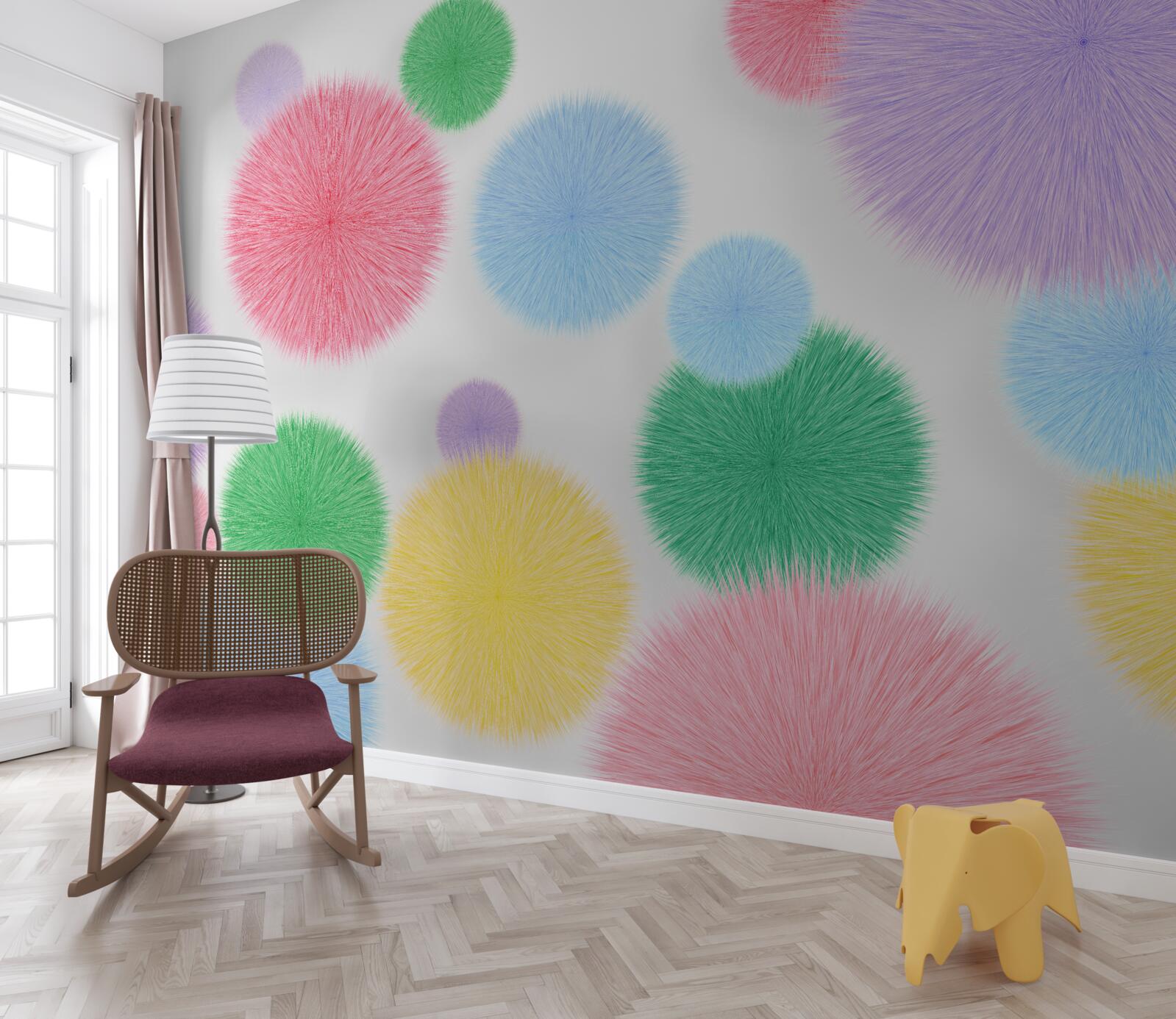 Fotobehang gekleurde cirkels op een lichte achtergrond