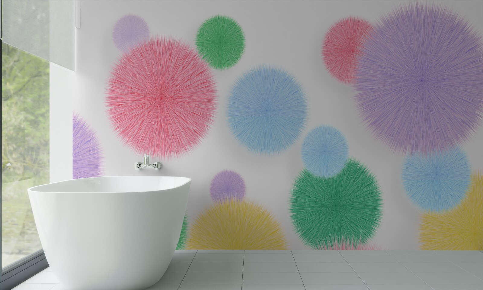 Fotobehang gekleurde cirkels op een lichte achtergrond