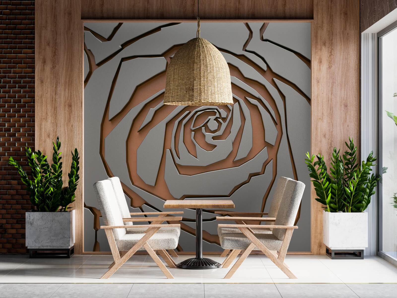 Fotobehang grijze roos van staal