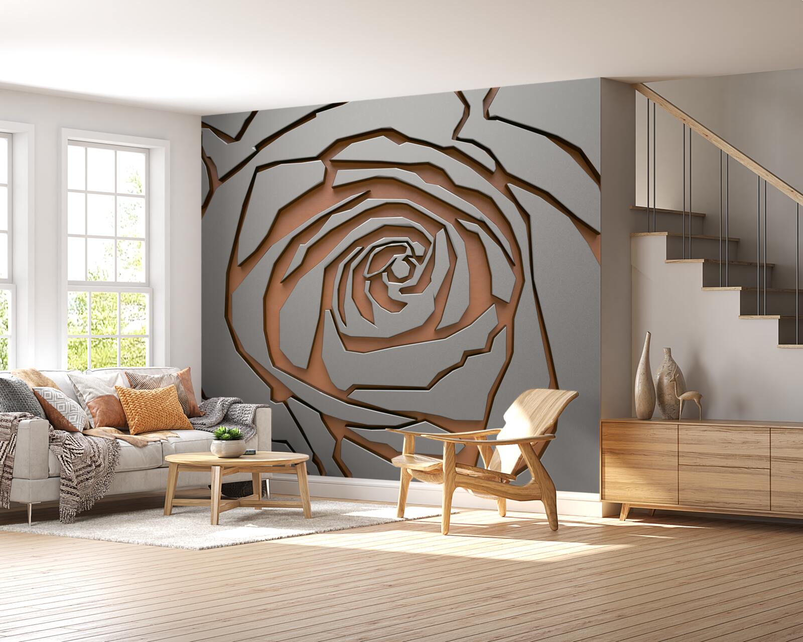 Fotobehang grijze roos van staal