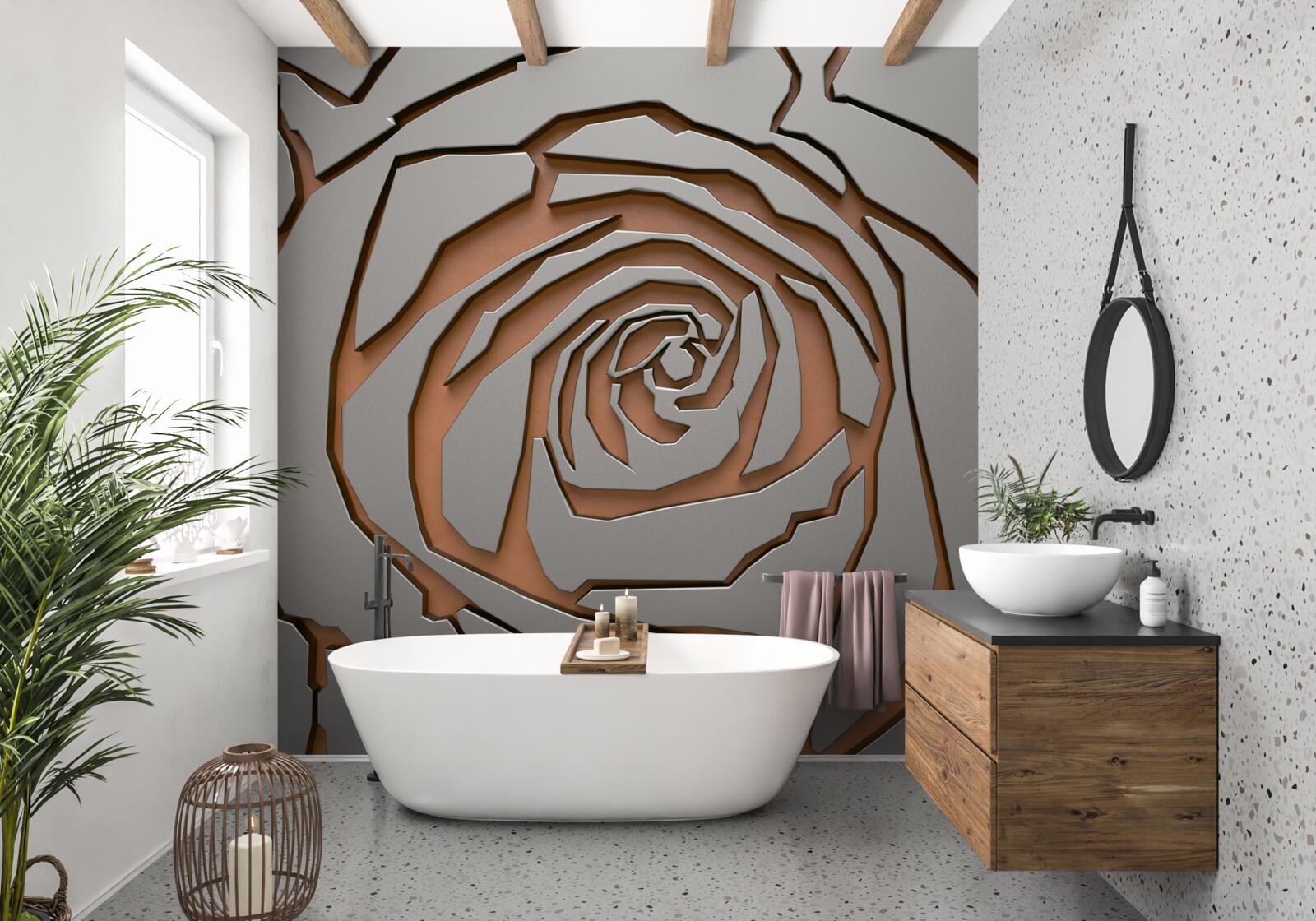 Fotobehang grijze roos van staal