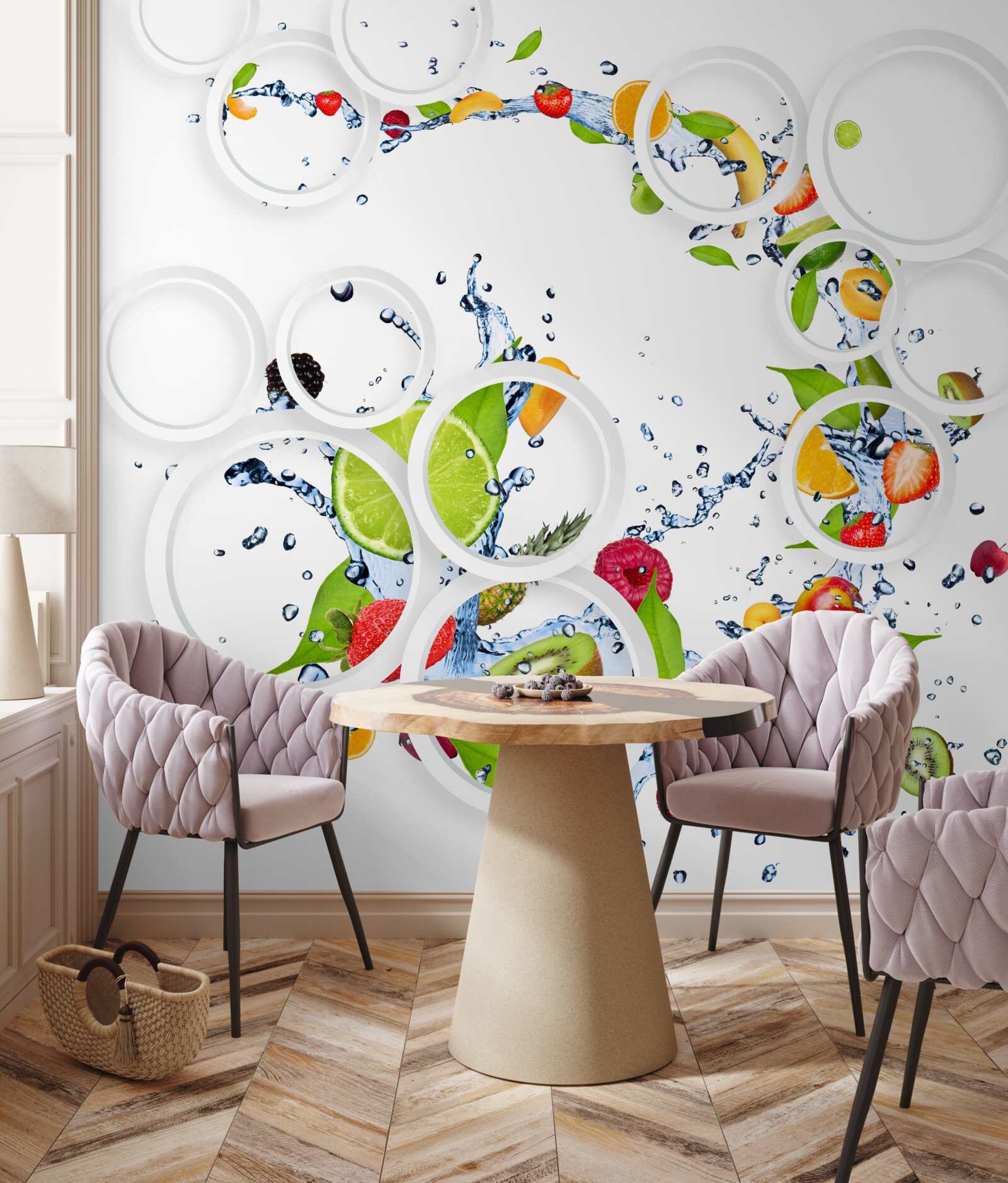 Fotobehang fruit en witte rondheid