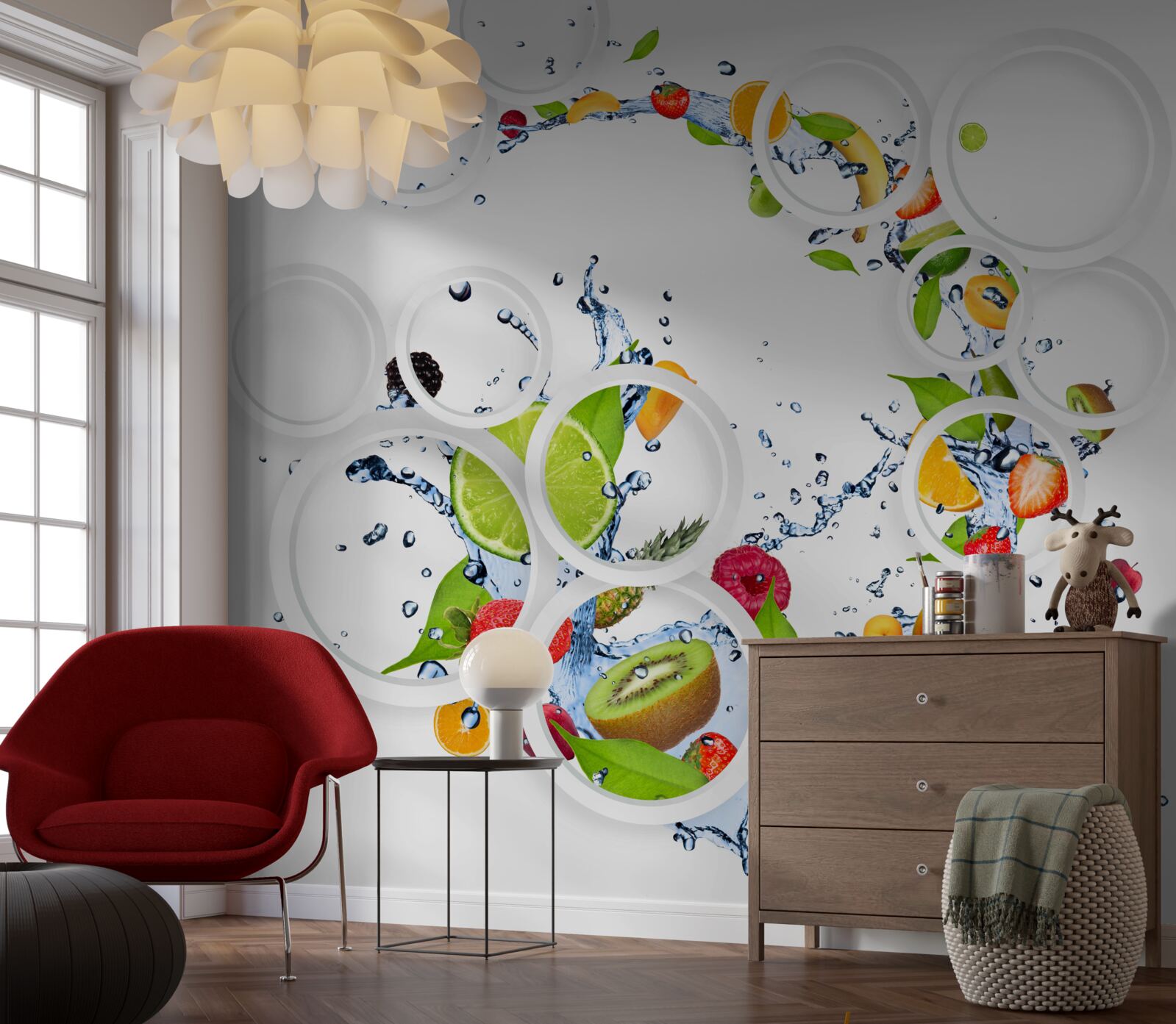 Fotobehang fruit en witte rondheid