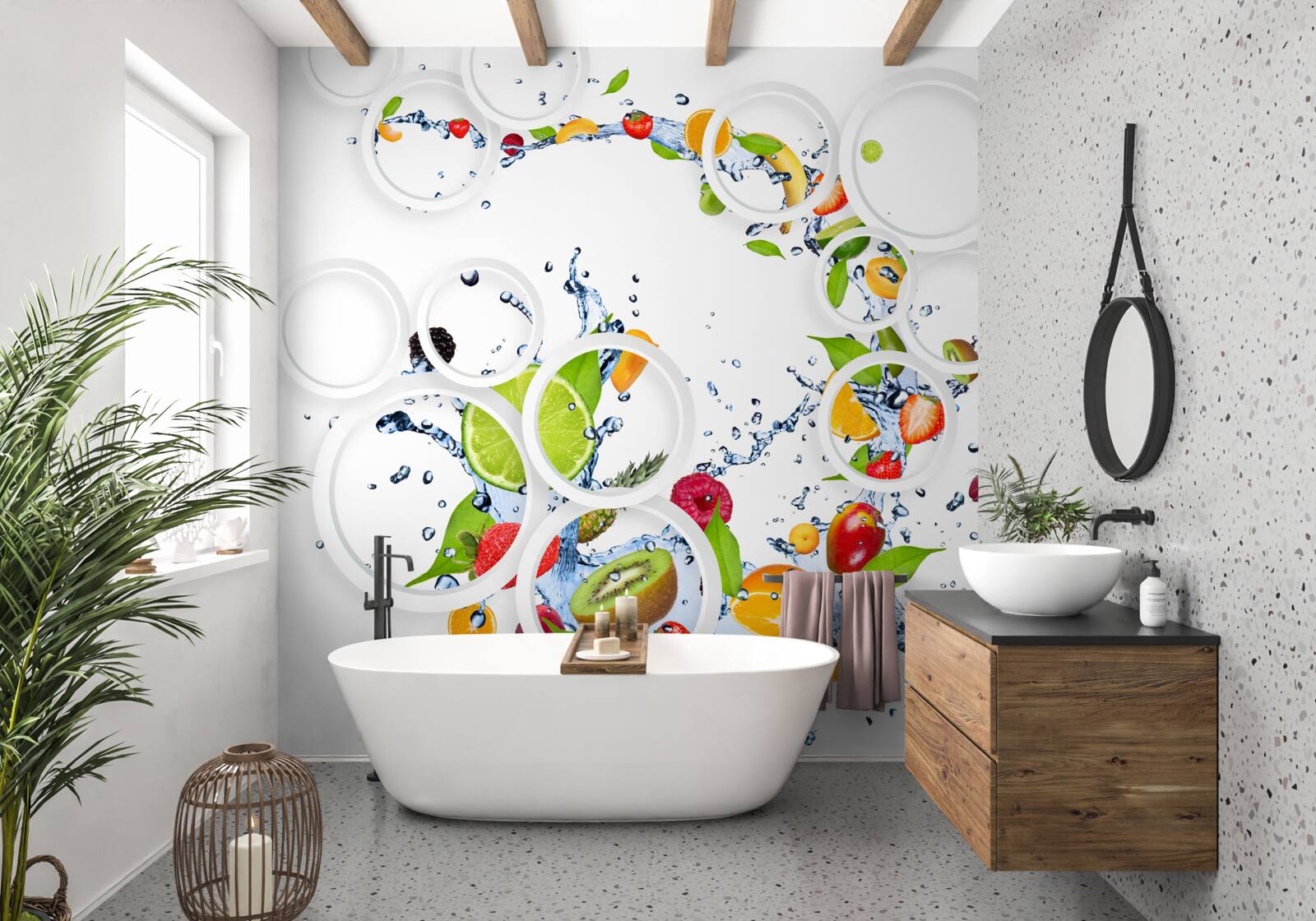 Fotobehang fruit en witte rondheid