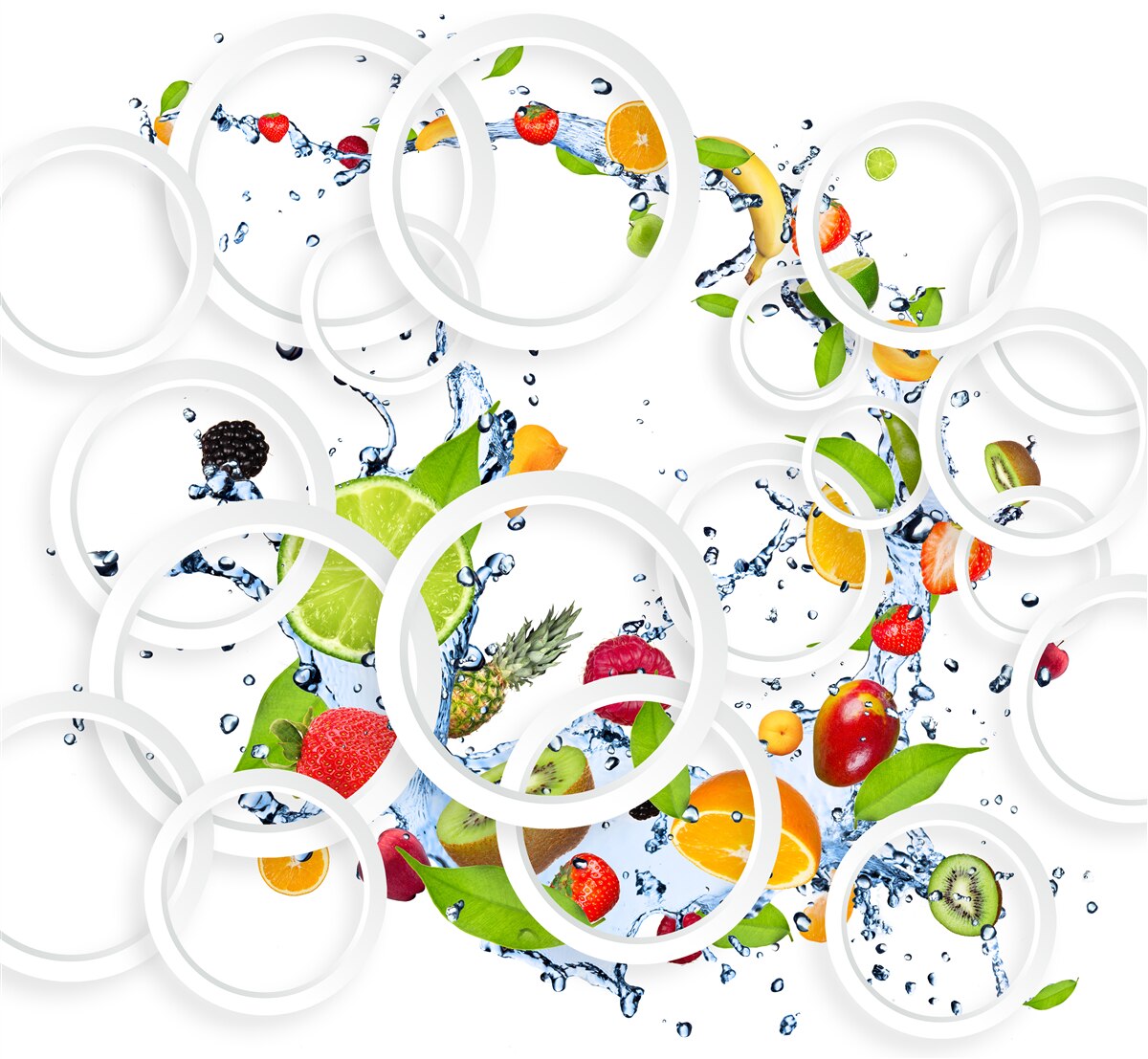 Fotobehang de vruchten en bessen verzadigd zijn met vocht