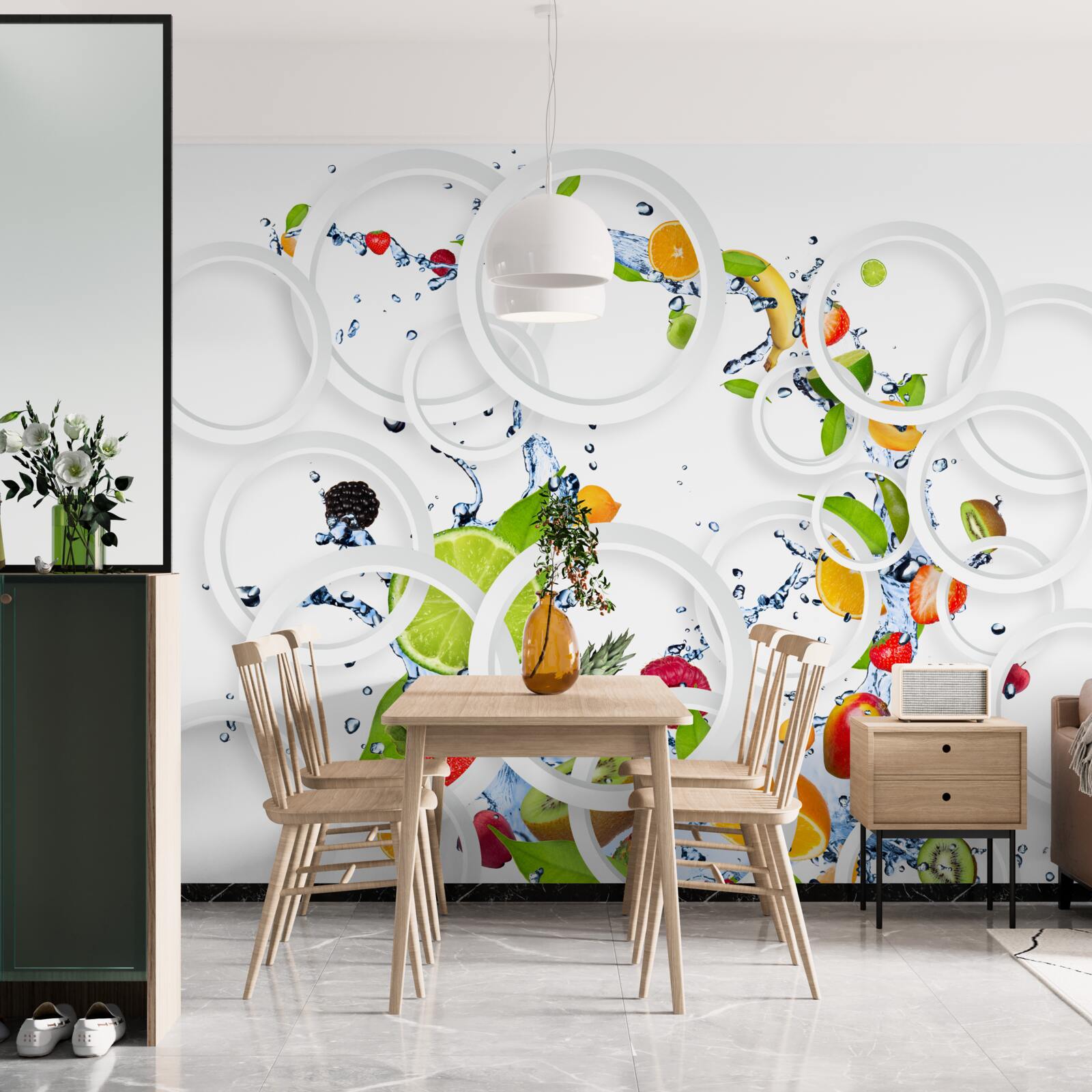 Fotobehang de vruchten en bessen verzadigd zijn met vocht