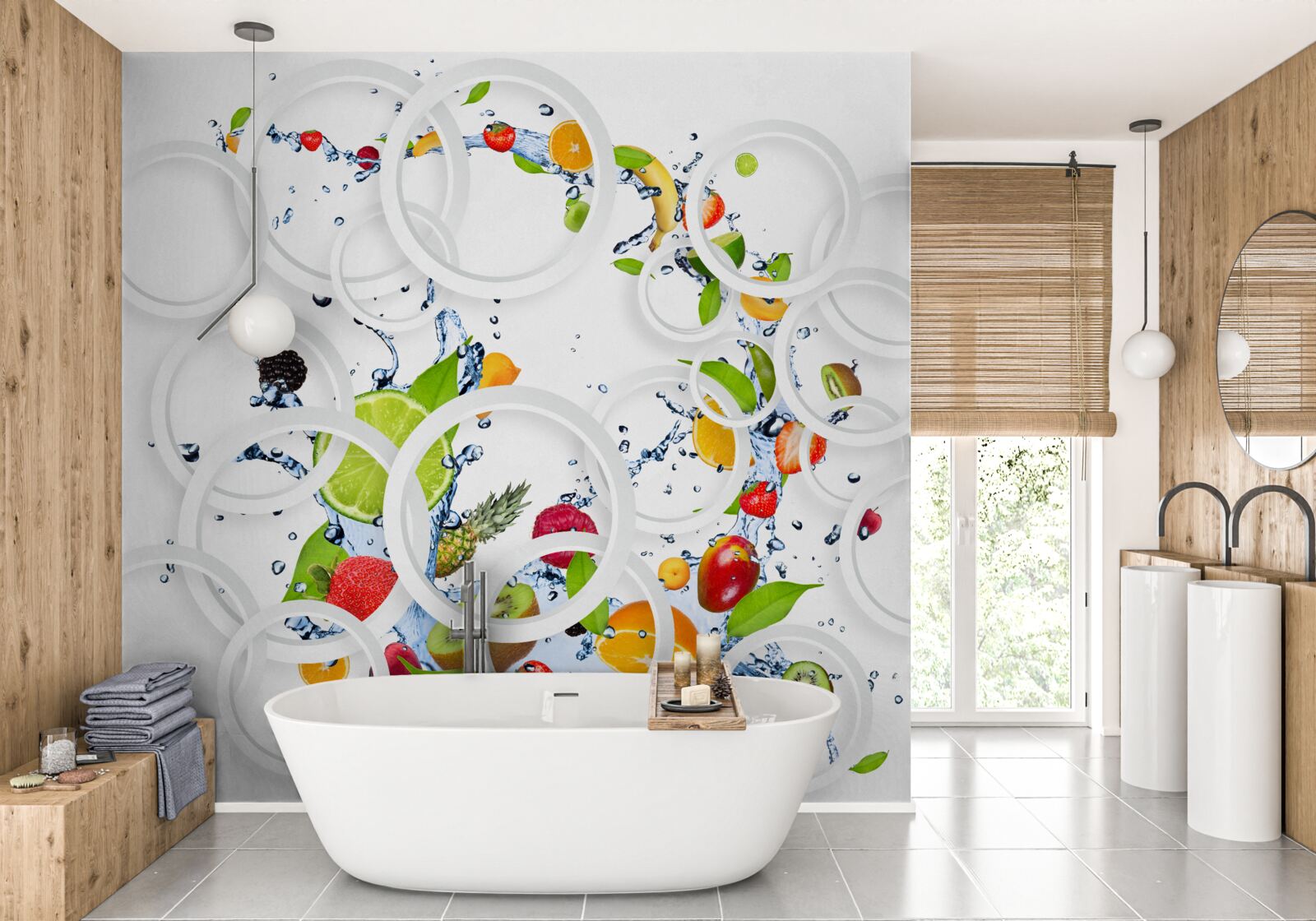 Fotobehang de vruchten en bessen verzadigd zijn met vocht