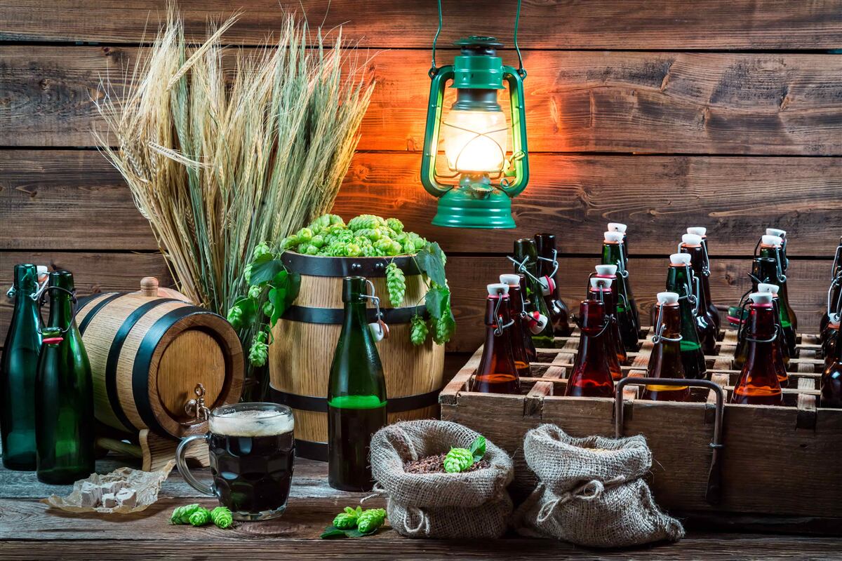 Fotobehang grondstoffen voor bierproductie