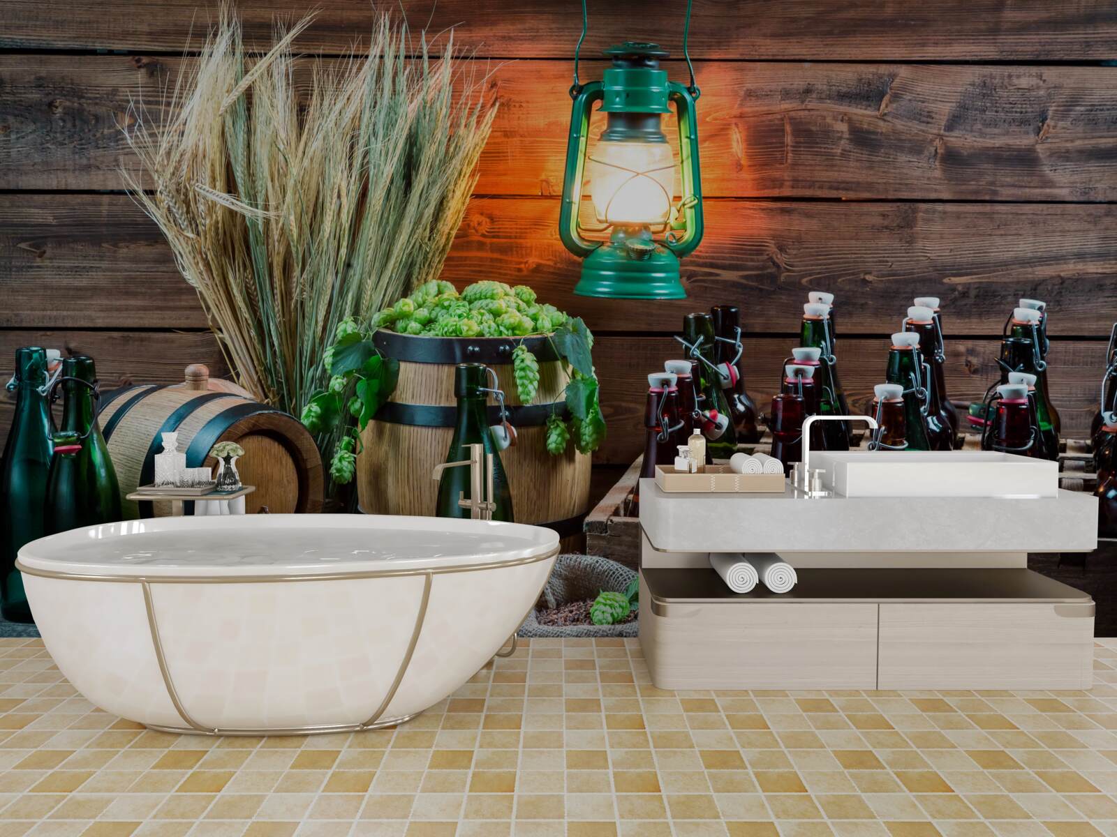 Fotobehang grondstoffen voor bierproductie