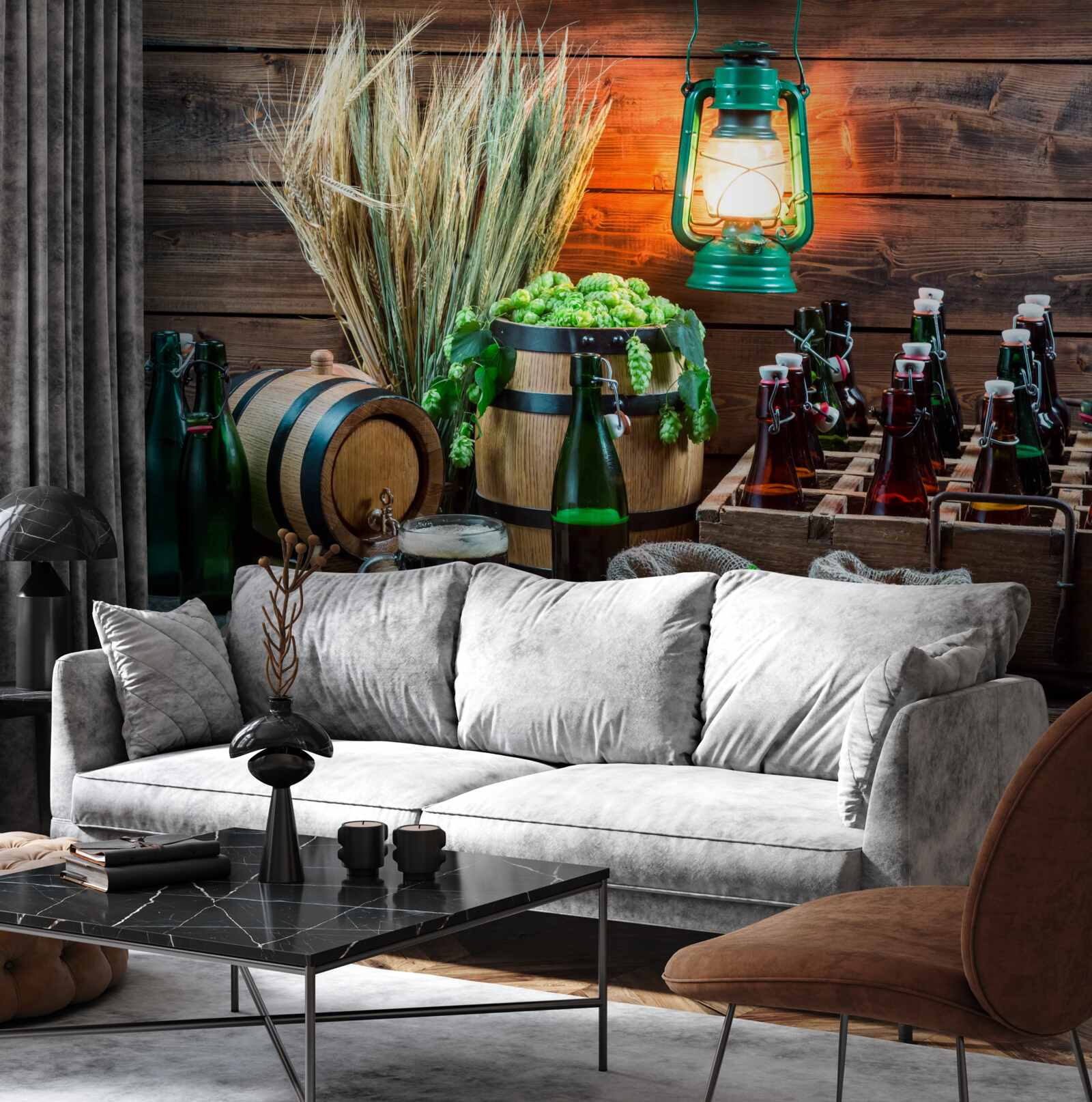 Fotobehang grondstoffen voor bierproductie