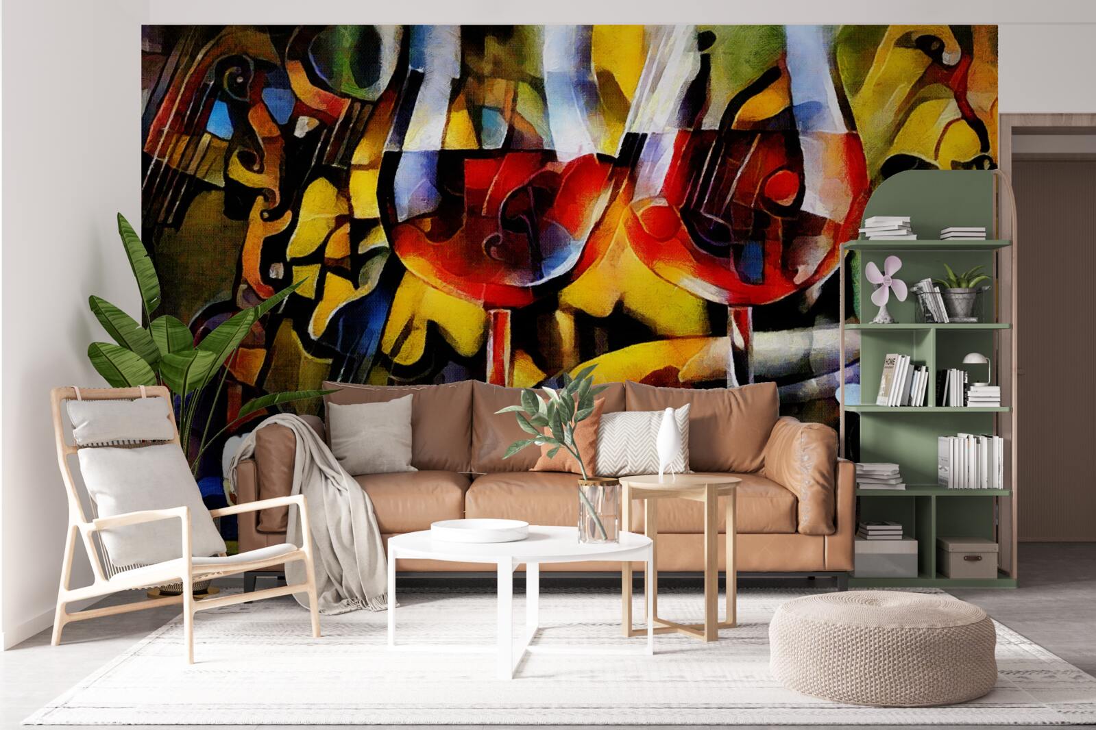 Fotobehang wijnmotief in kubistische stijl