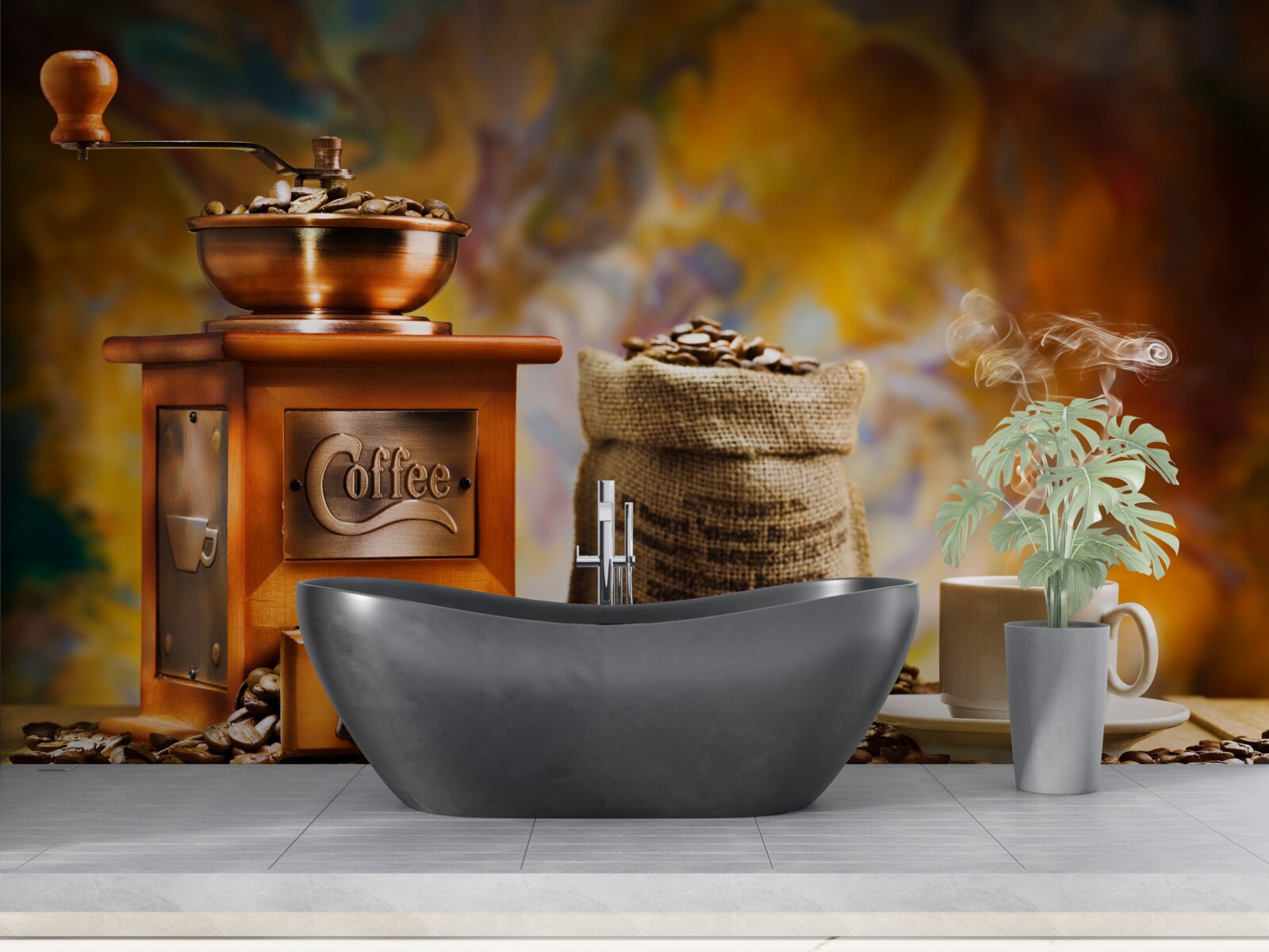 Fotobehang procedure voor de bereiding van koffiedranken