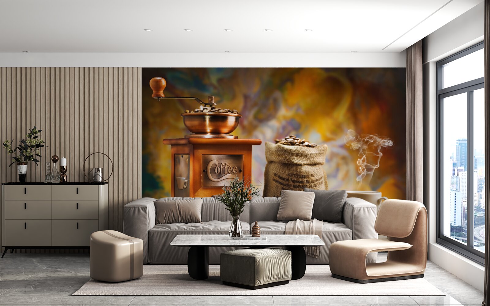 Fotobehang procedure voor de bereiding van koffiedranken