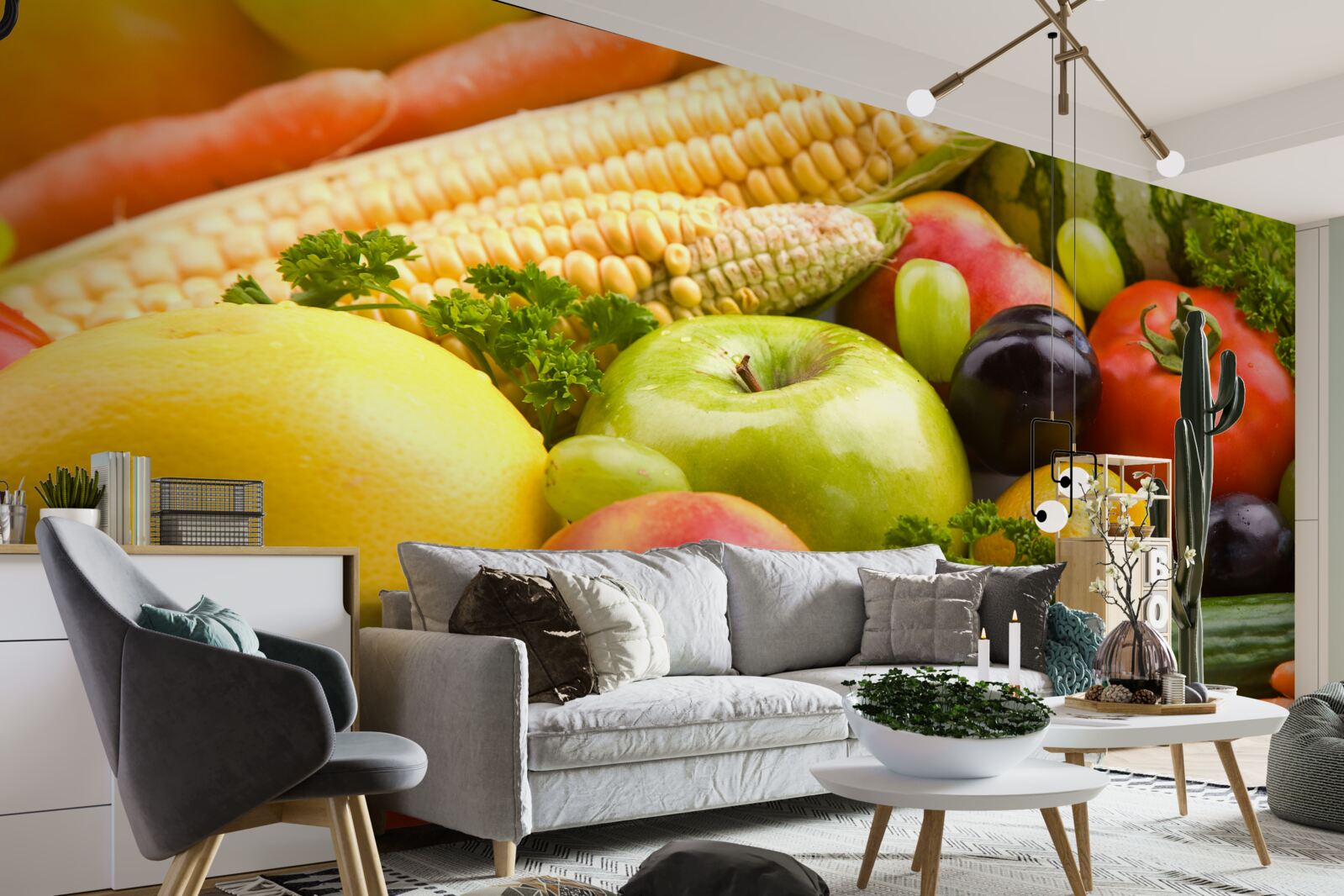 Fotobehang gerangschikte groenten en fruit