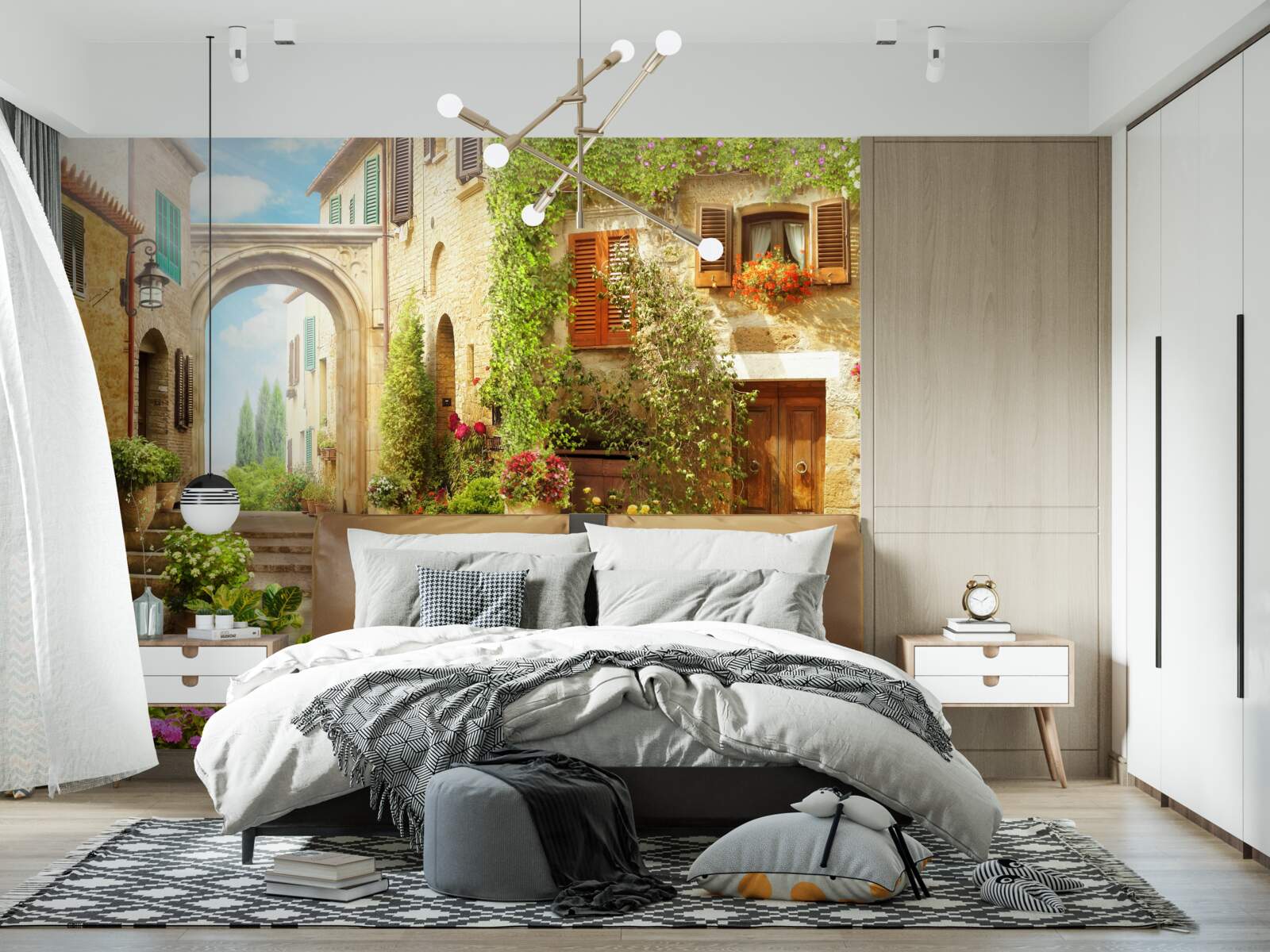 Fotobehang bloemenhoek in de straat