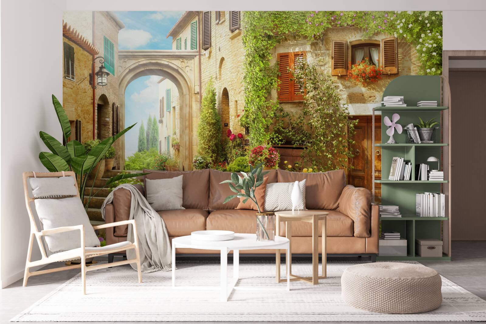 Fotobehang bloemenhoek in de straat