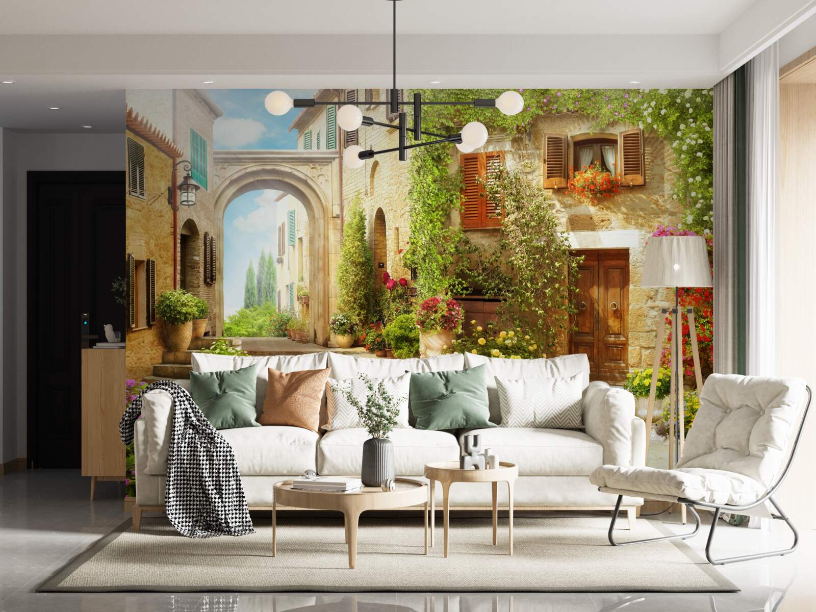 Fotobehang bloemenhoek in de straat