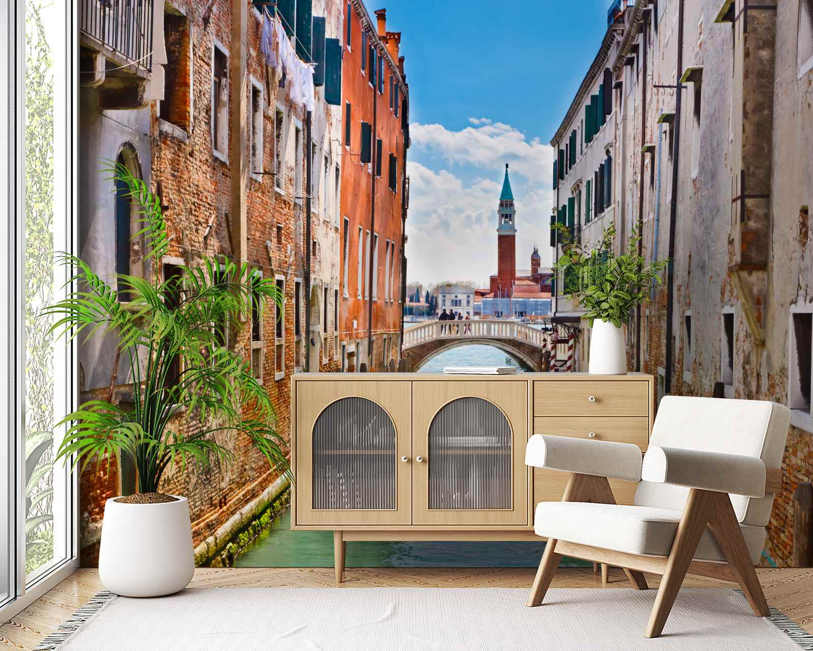 Fotobehang uitzicht op venetiaans kasteel vanaf het kanaal