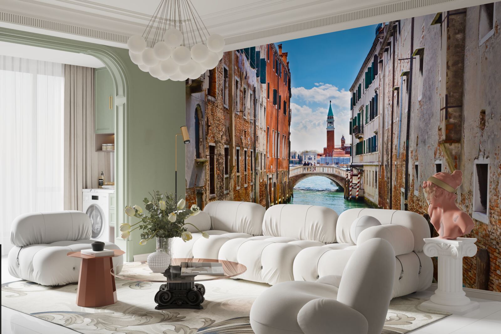 Fotobehang uitzicht op venetiaans kasteel vanaf het kanaal