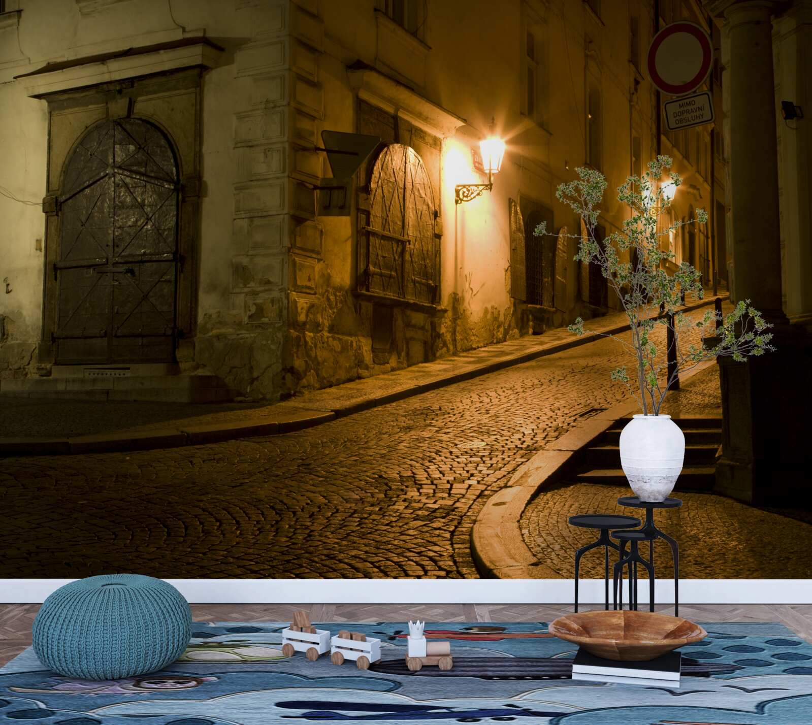 Fotobehang oude praga onder dekking van de duisternis