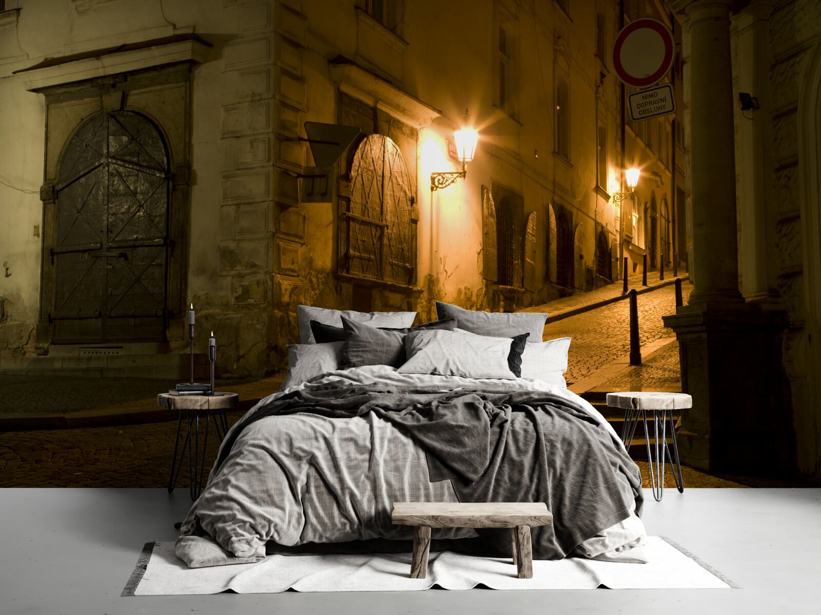 Fotobehang oude praga onder dekking van de duisternis