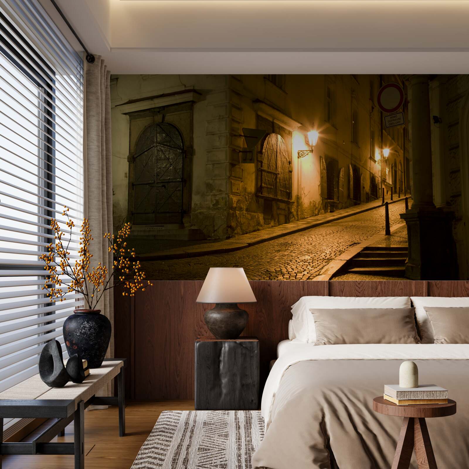 Fotobehang oude praga onder dekking van de duisternis