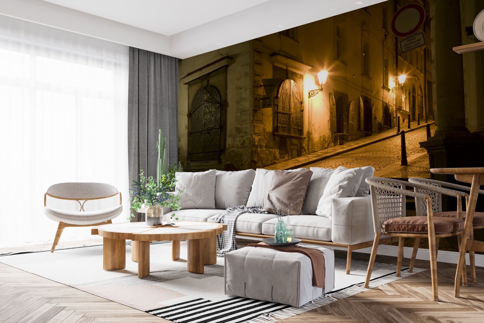 Fotobehang oude praga onder dekking van de duisternis