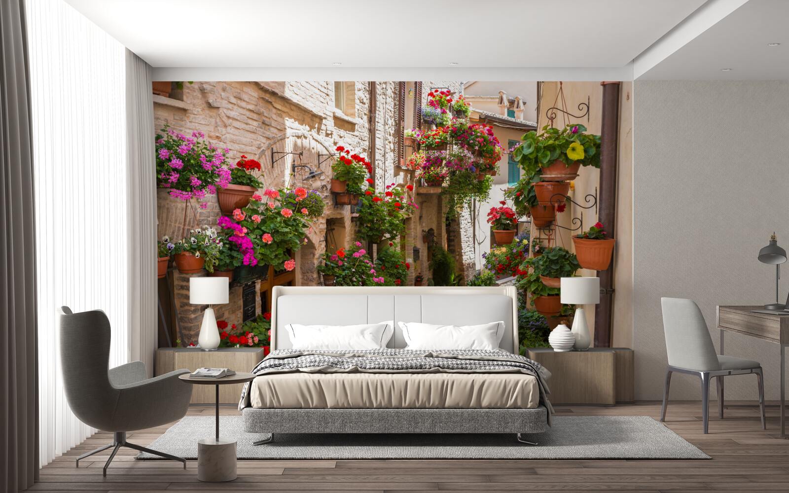 Fotobehang een straat ondergedompeld in dicht groen, die zijn oudheid verhult