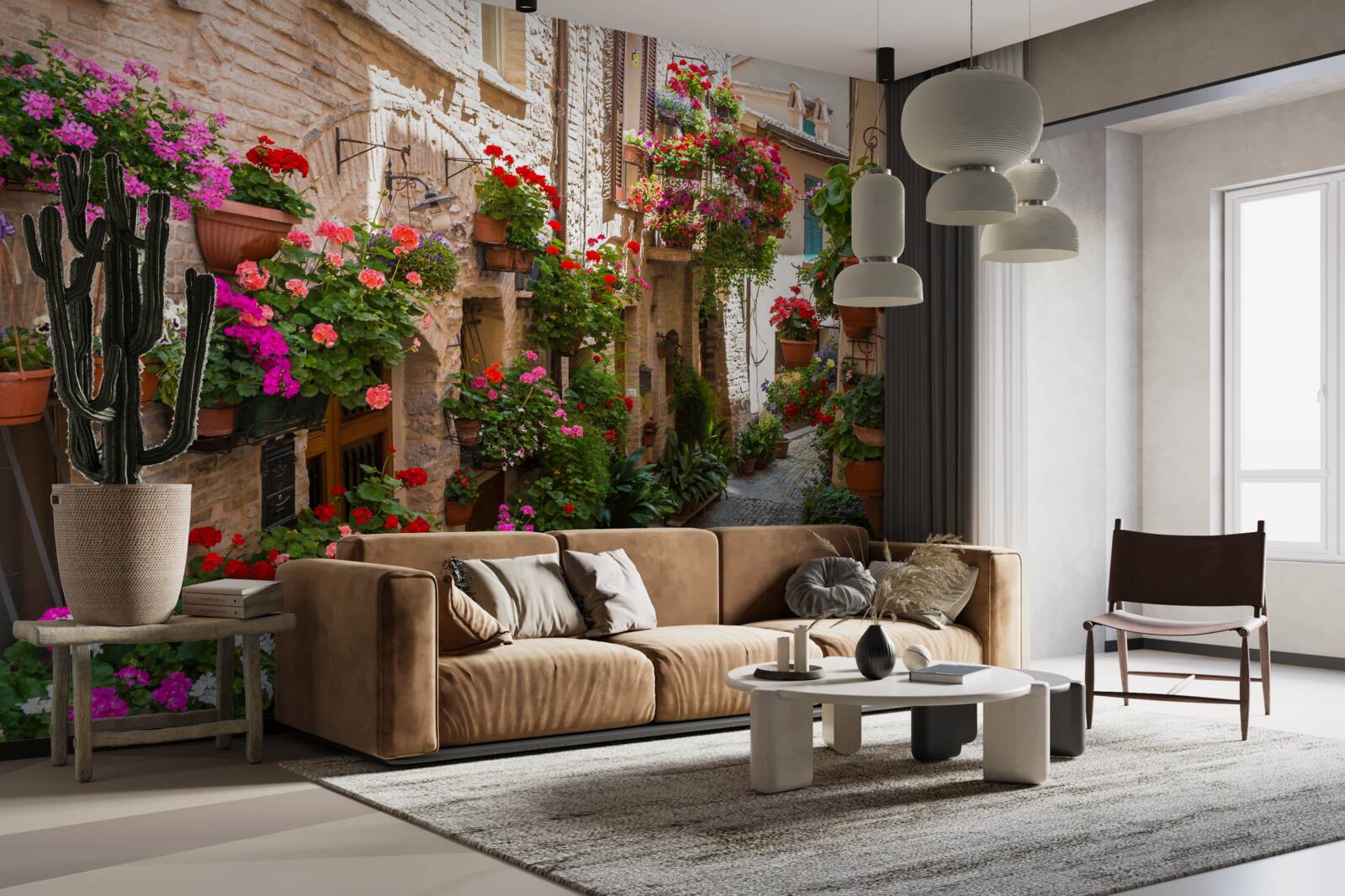 Fotobehang een straat ondergedompeld in dicht groen, die zijn oudheid verhult