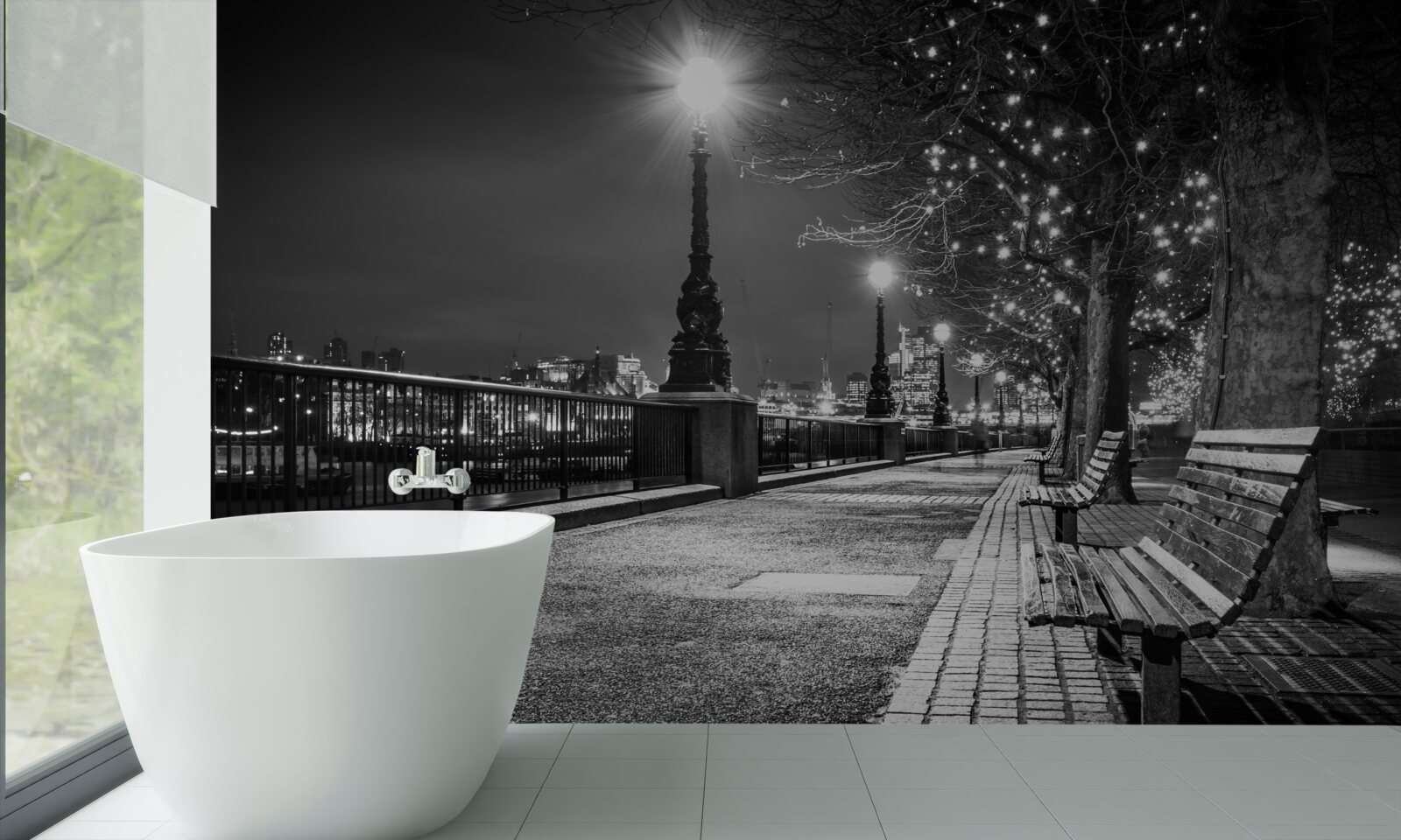 Fotobehang de dijk in zwart-wit is leeg