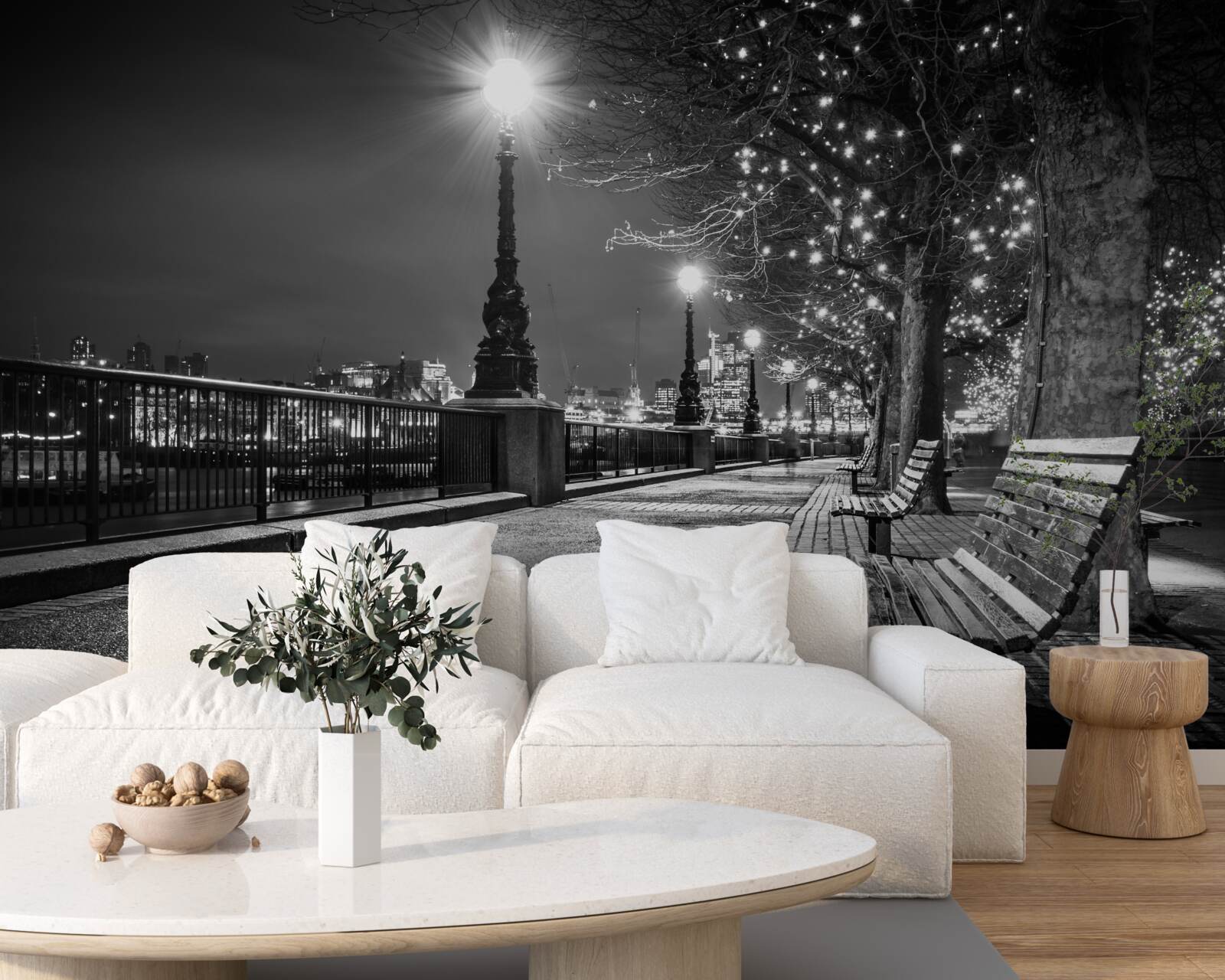 Fotobehang de dijk in zwart-wit is leeg