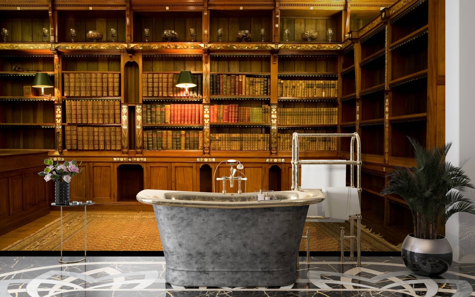 Fotobehang bibliotheek vol oude boeken