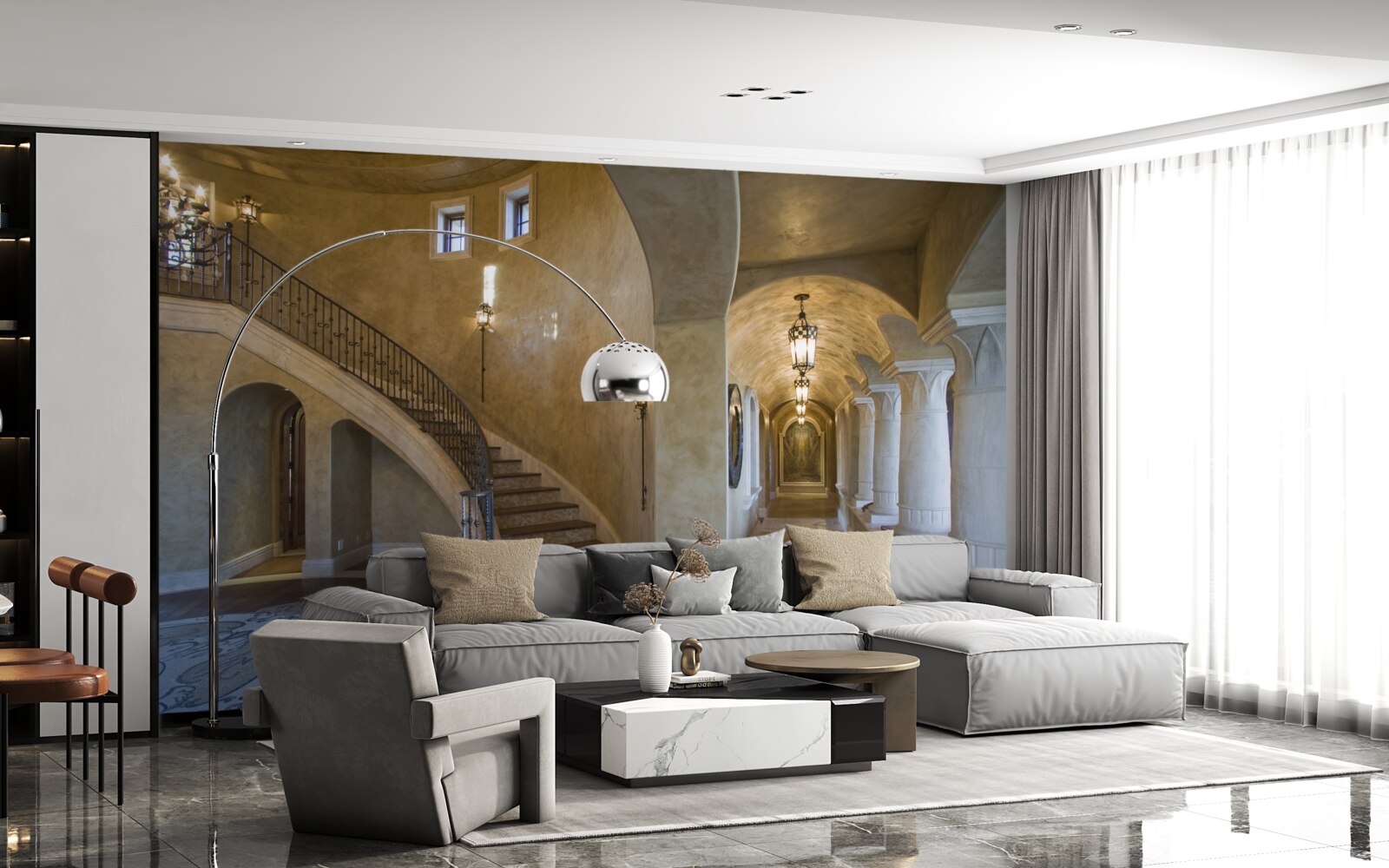 Fotobehang het gebruik van marmer in woonarchitectuur