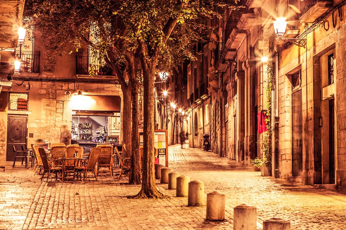 Fotobehang avondstraat van de oude stad