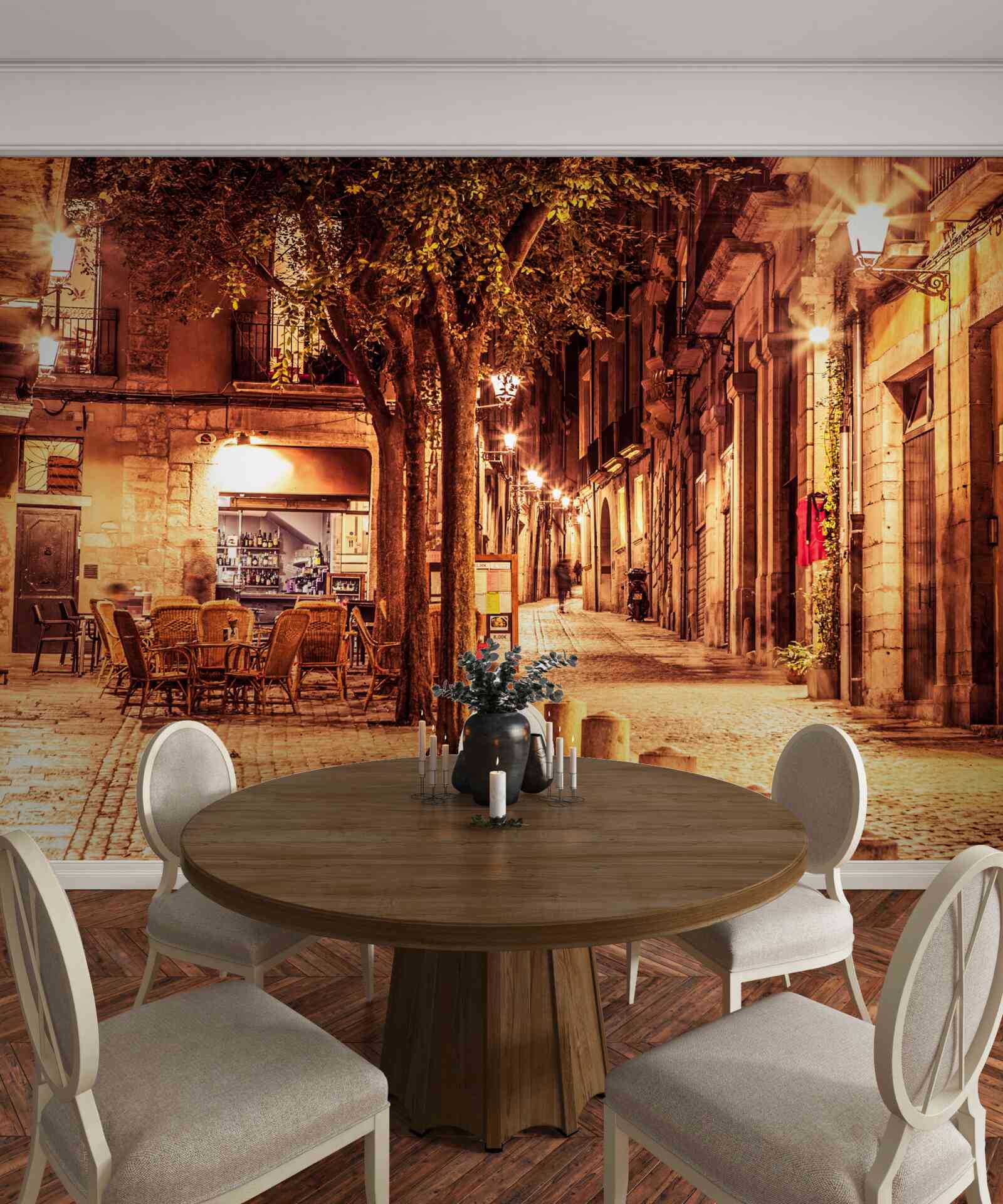 Fotobehang avondstraat van de oude stad