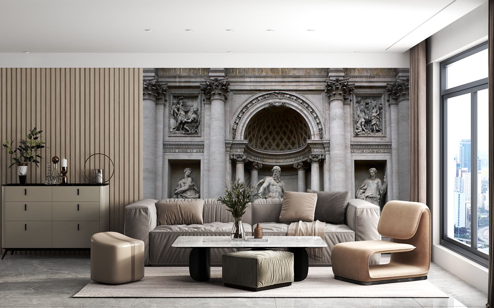 Fotobehang treves fontein beelden