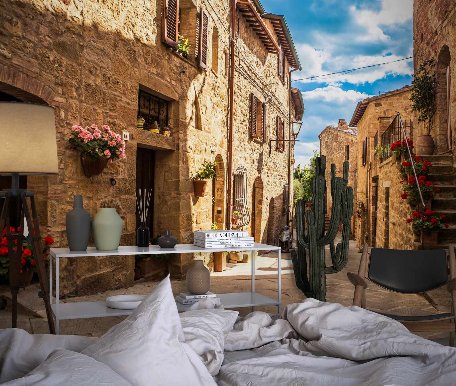 Fotobehang Toscaanse straat op een heldere zomerdag