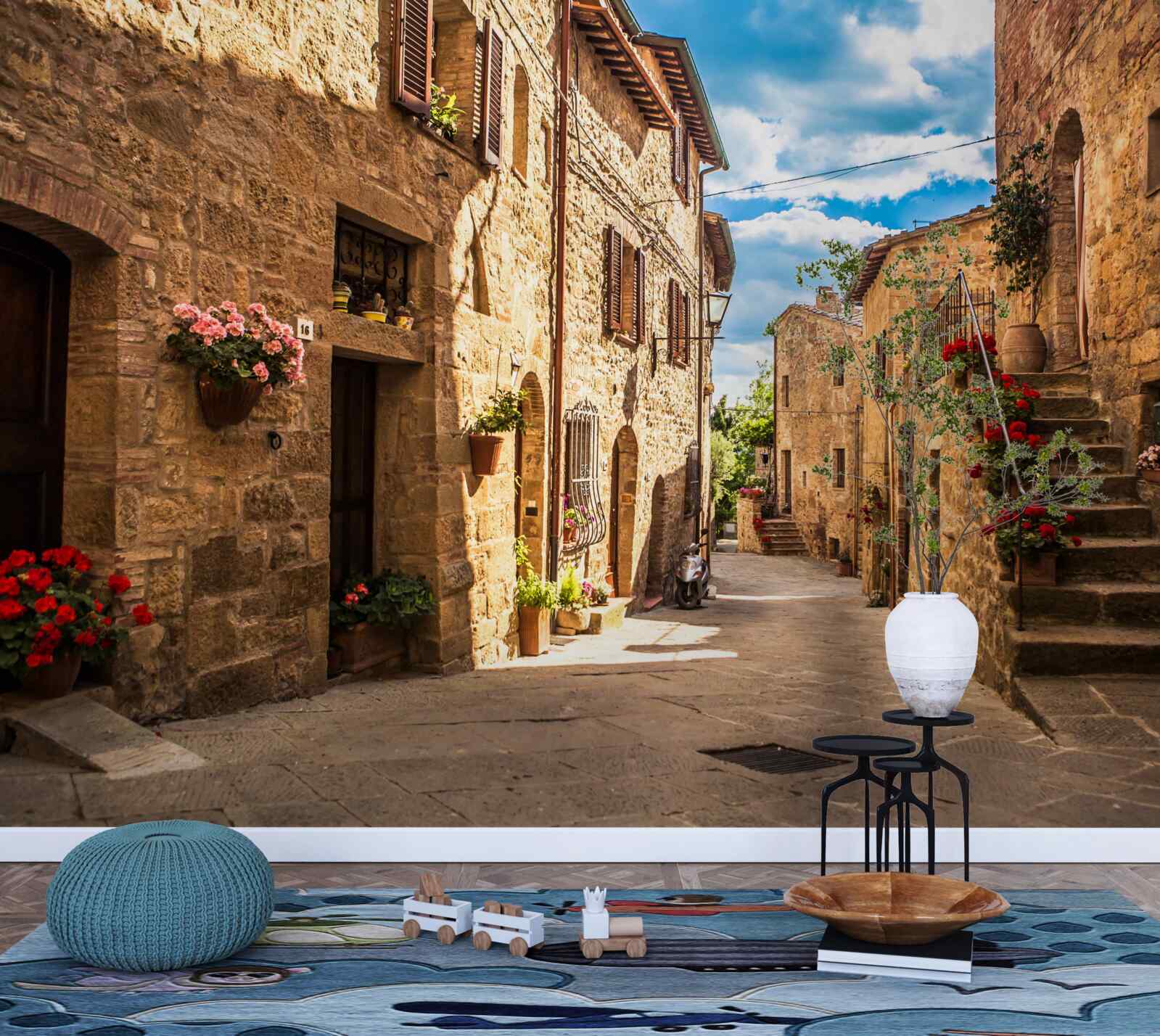 Fotobehang Toscaanse straat op een heldere zomerdag