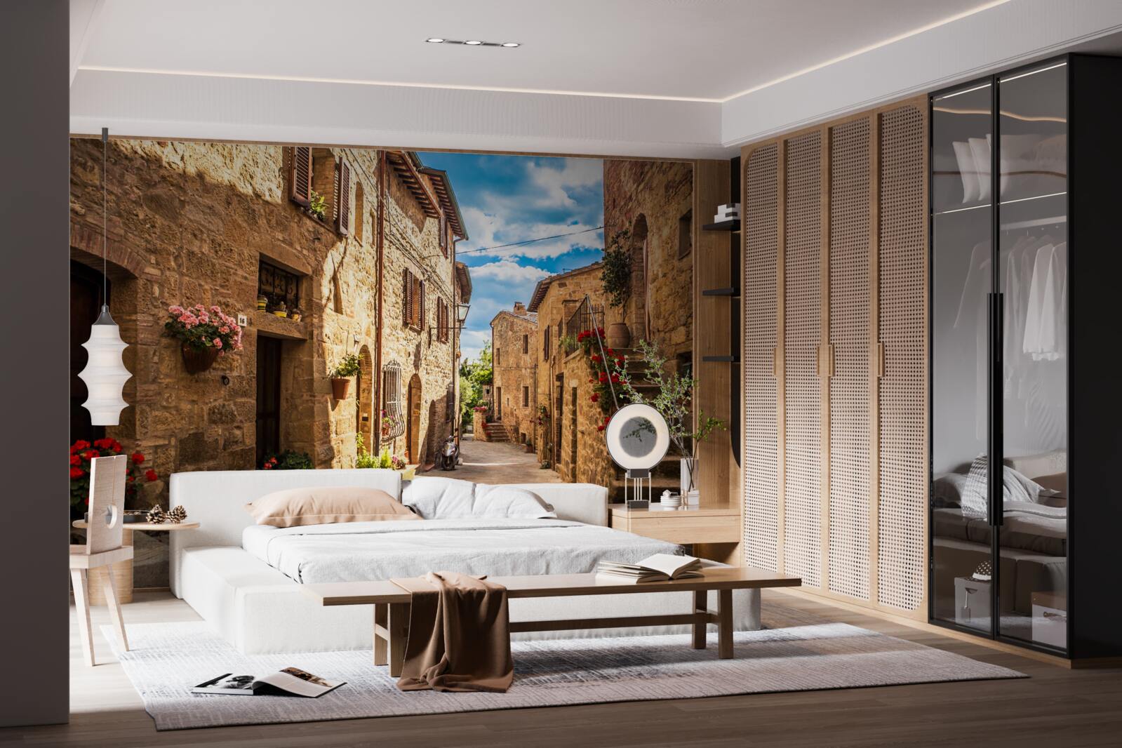 Fotobehang Toscaanse straat op een heldere zomerdag