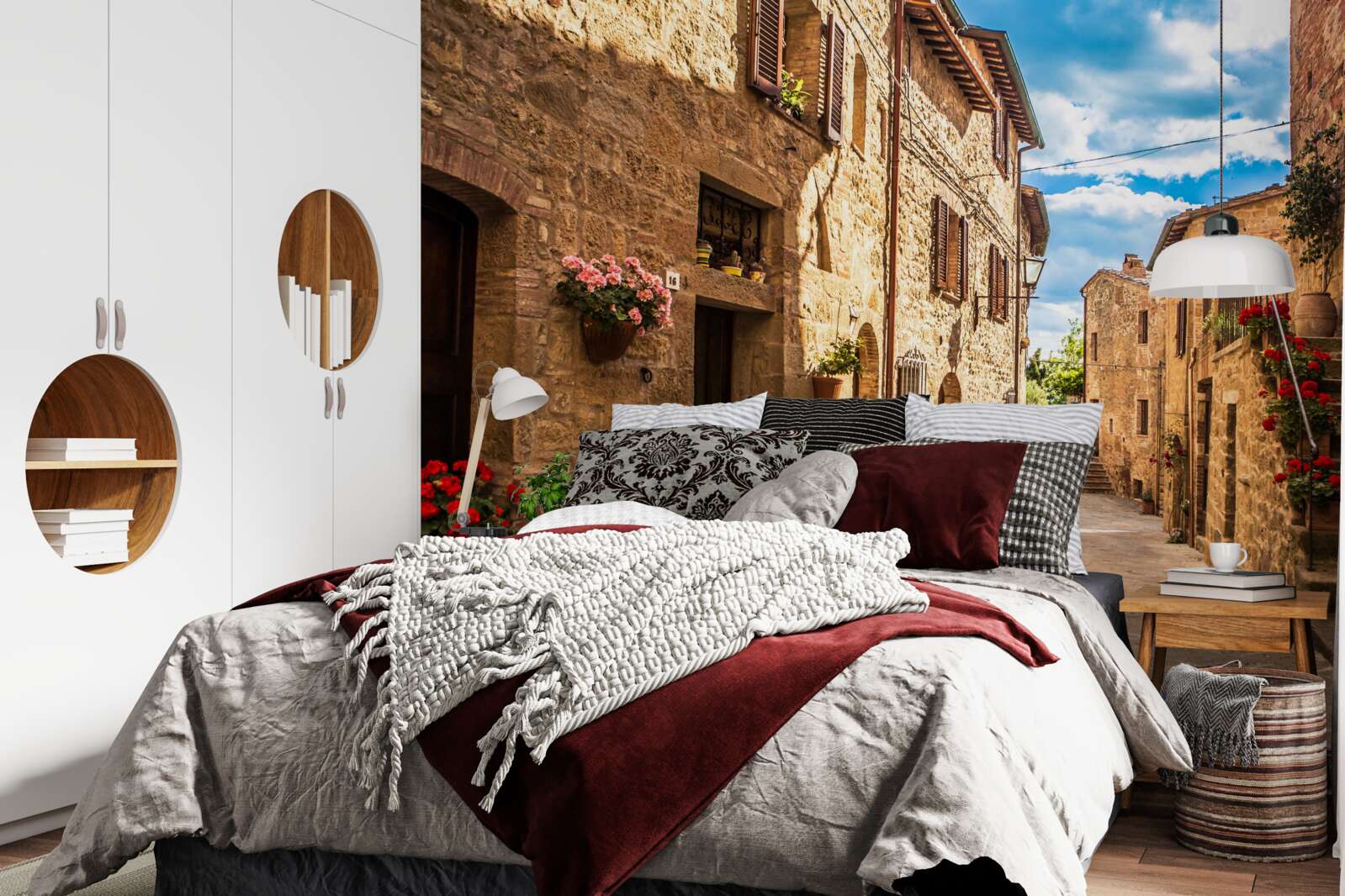 Fotobehang Toscaanse straat op een heldere zomerdag